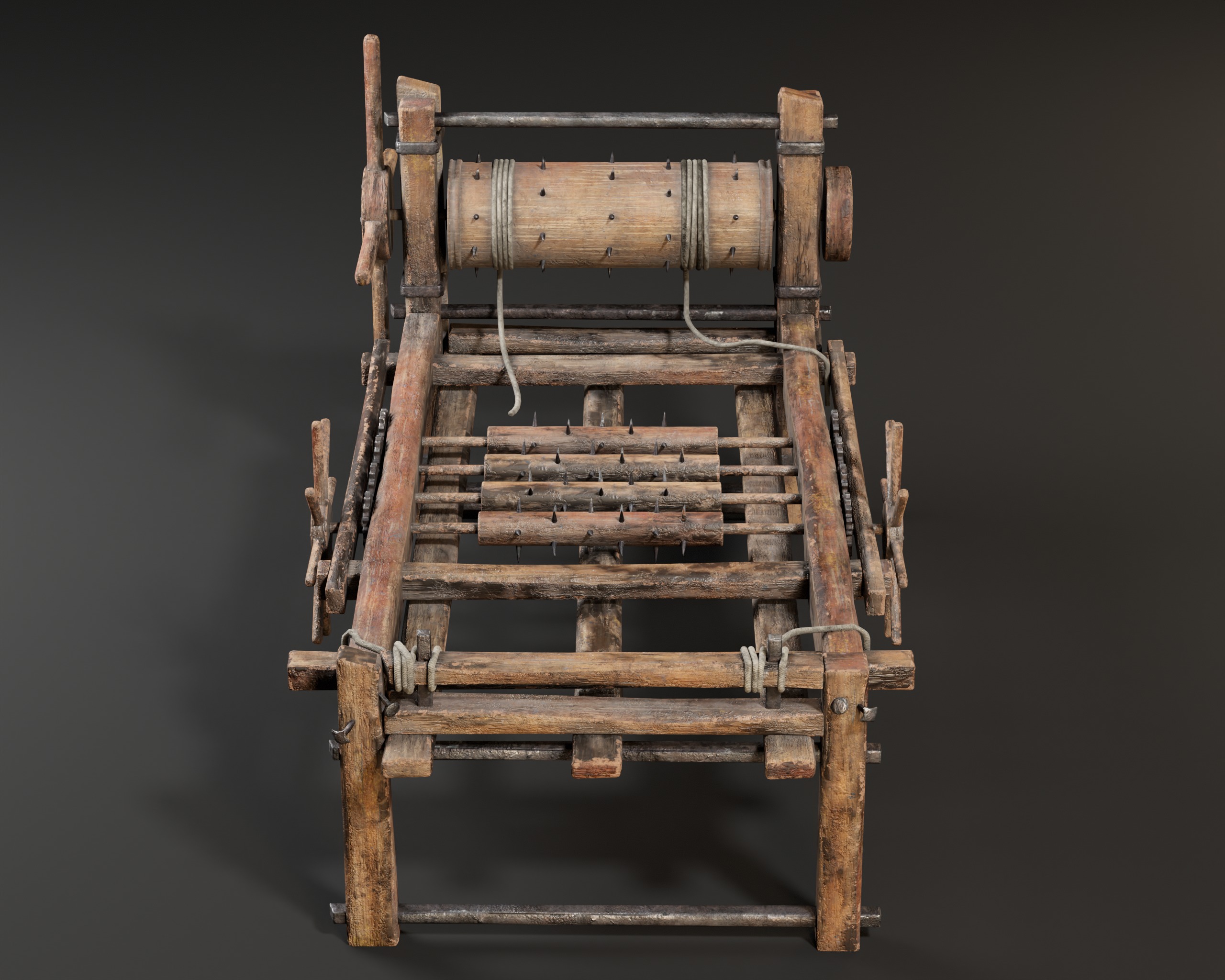 Medieval Spiked Rack Torture Device Low-poly 3D model_10