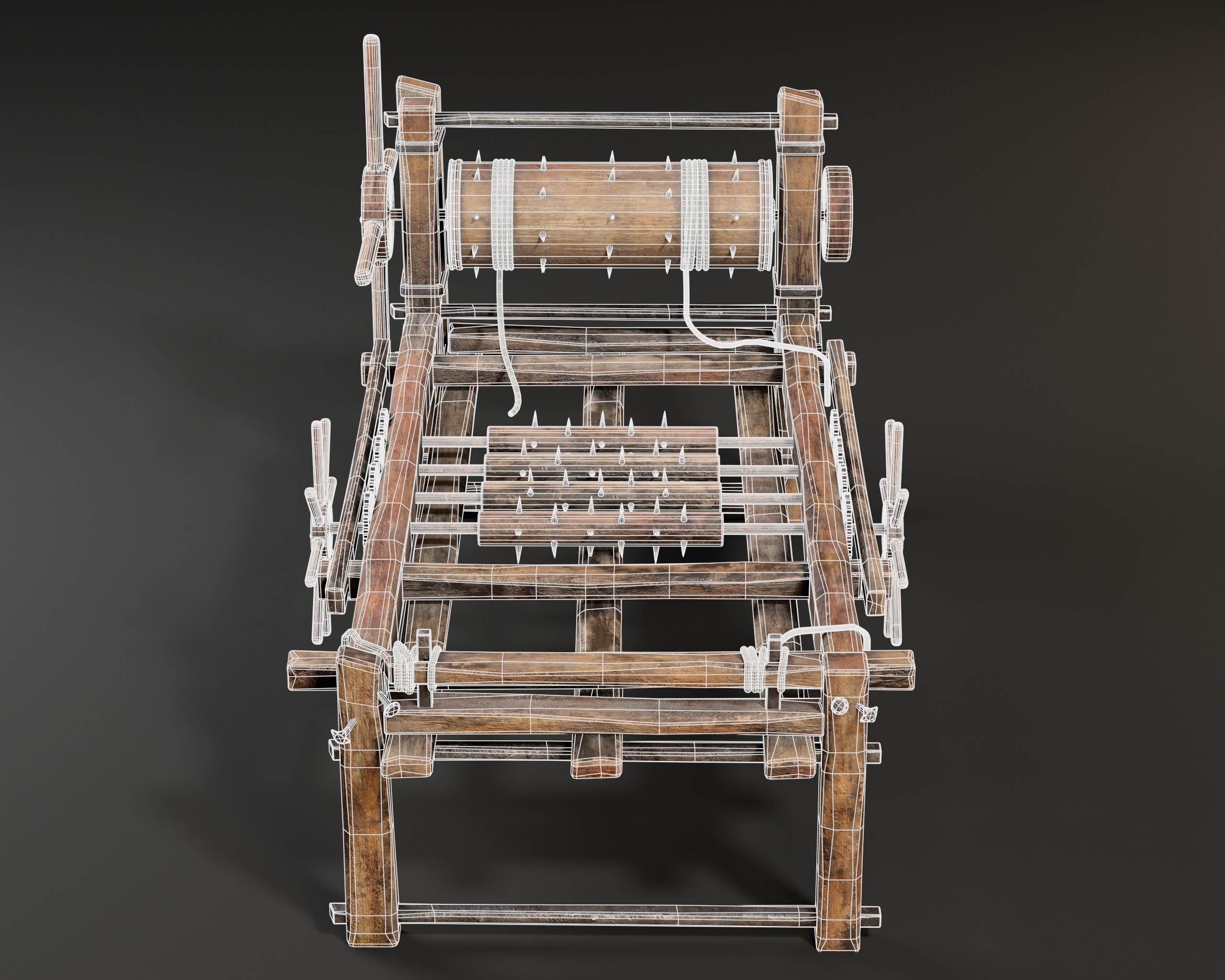 Medieval Spiked Rack Torture Device Low-poly 3D model_11