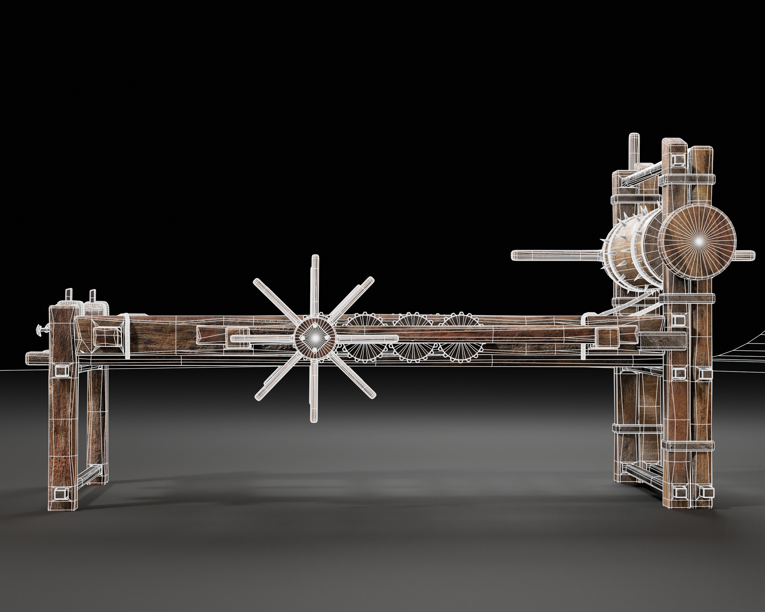 Medieval Spiked Rack Torture Device Low-poly 3D model_17