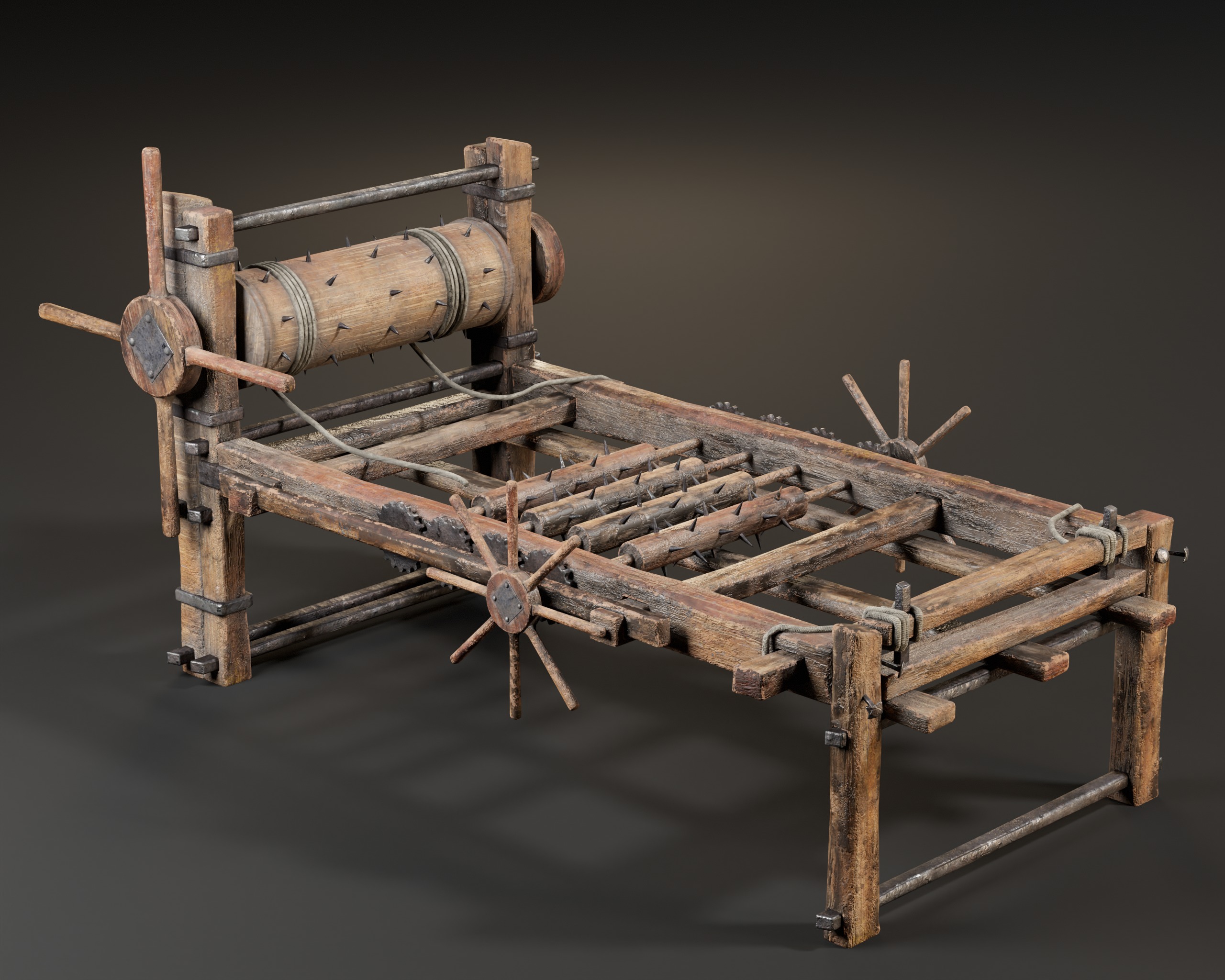 Medieval Spiked Rack Torture Device Low-poly 3D model_2