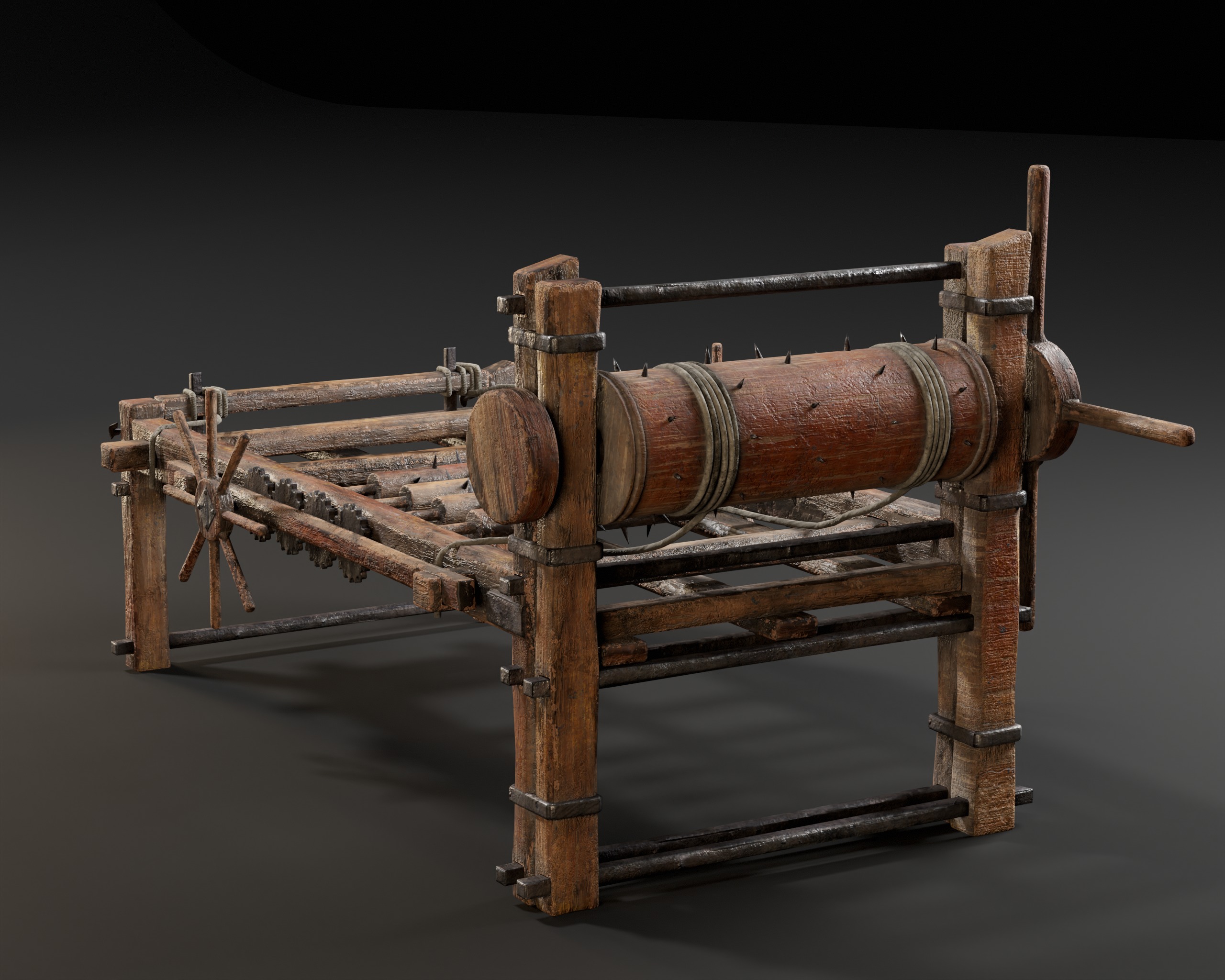 Medieval Spiked Rack Torture Device Low-poly 3D model_20