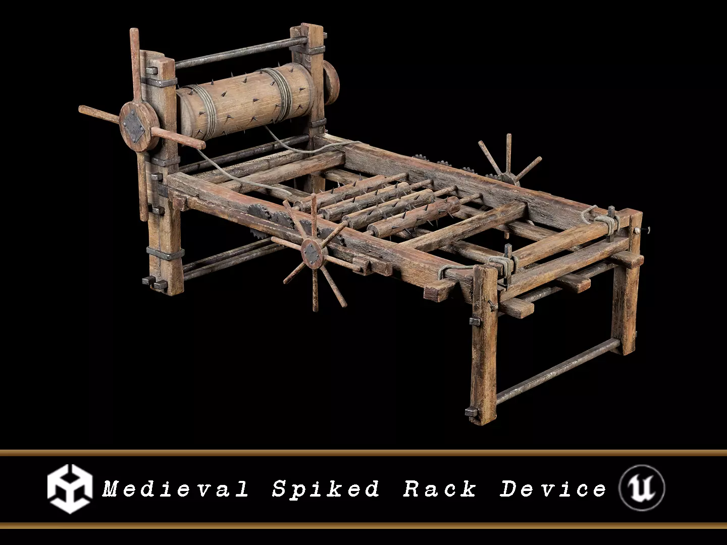 Medieval Spiked Rack Torture Device Low-poly 3D model_0
