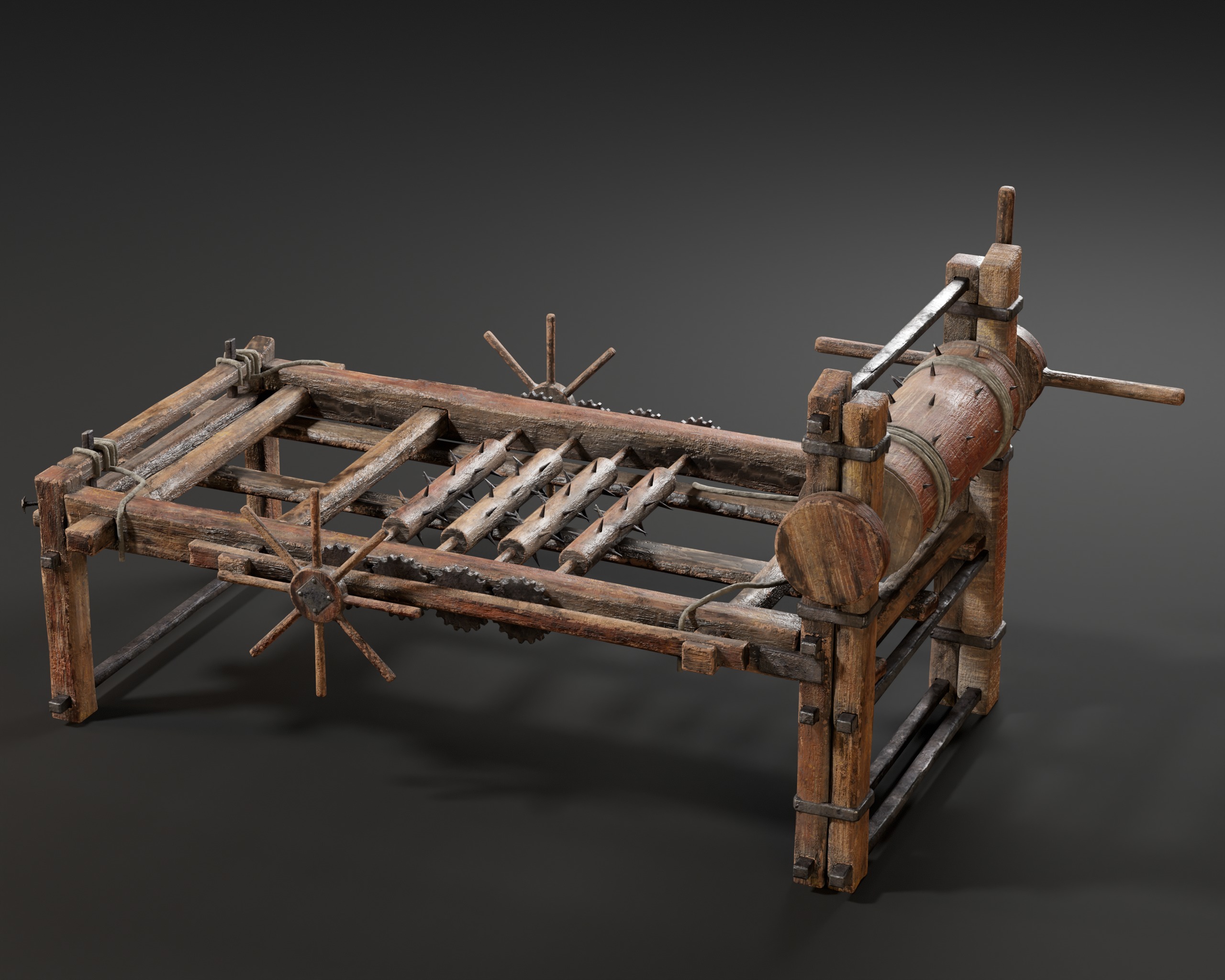 Medieval Spiked Rack Torture Device Low-poly 3D model_18