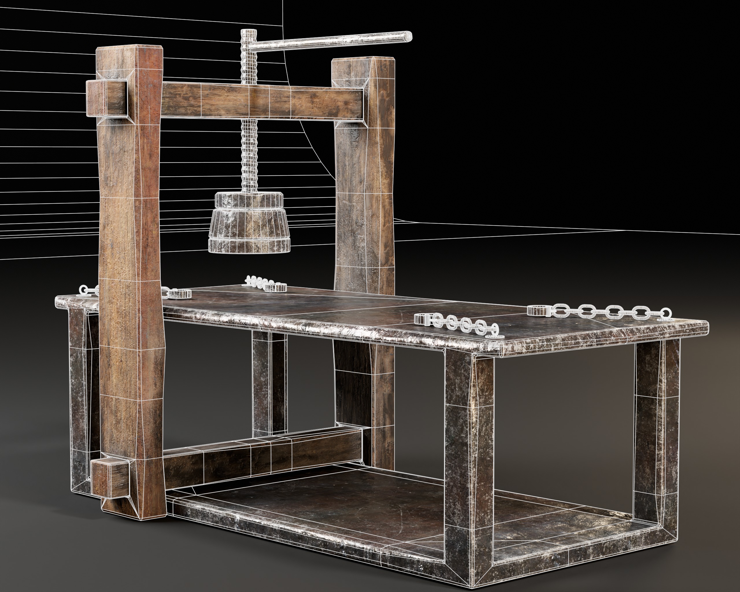 Medieval Head Smasher Low-poly 3D model_5