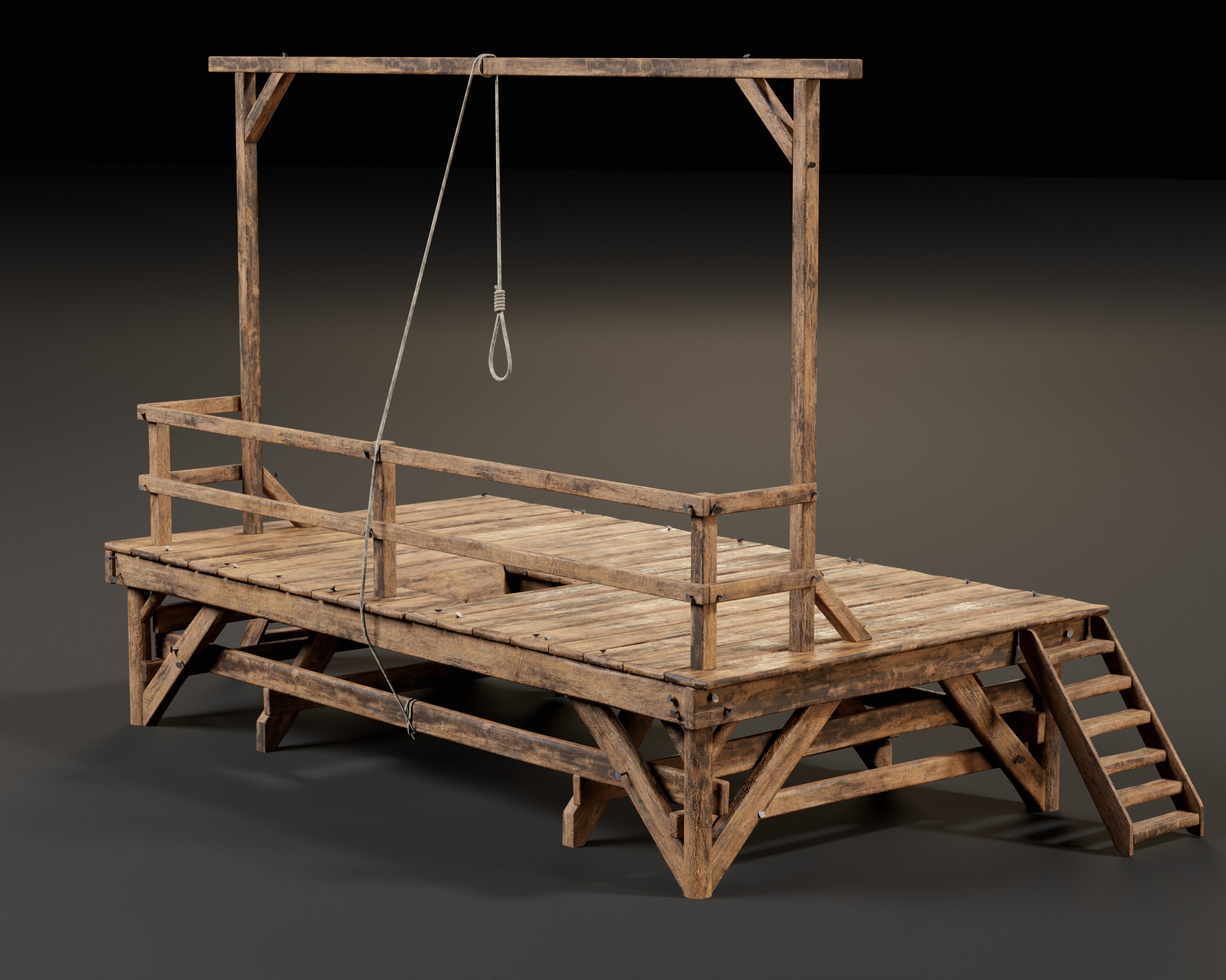 Medieval Gallow Low-poly 3D model_10
