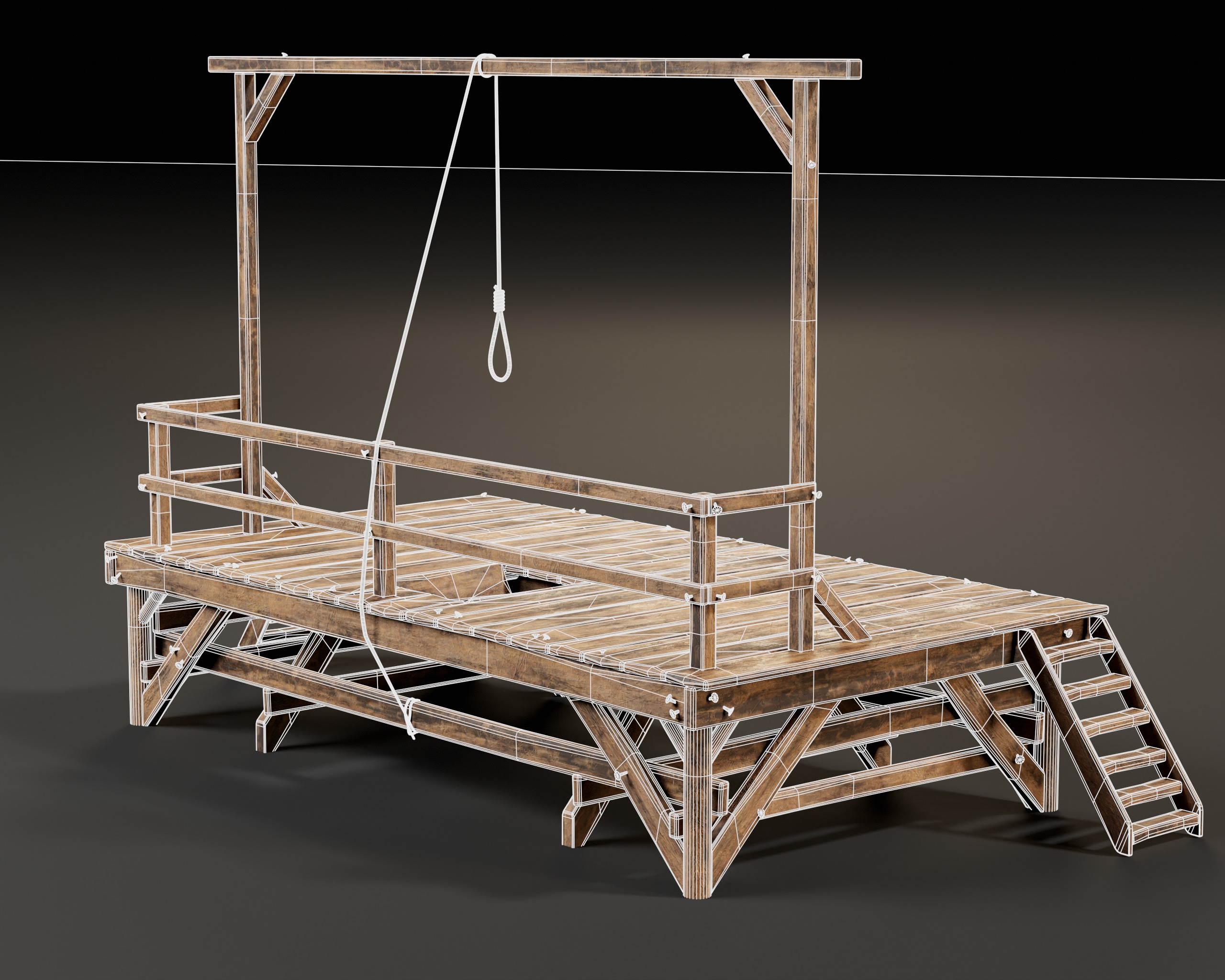 Medieval Gallow Low-poly 3D model_11