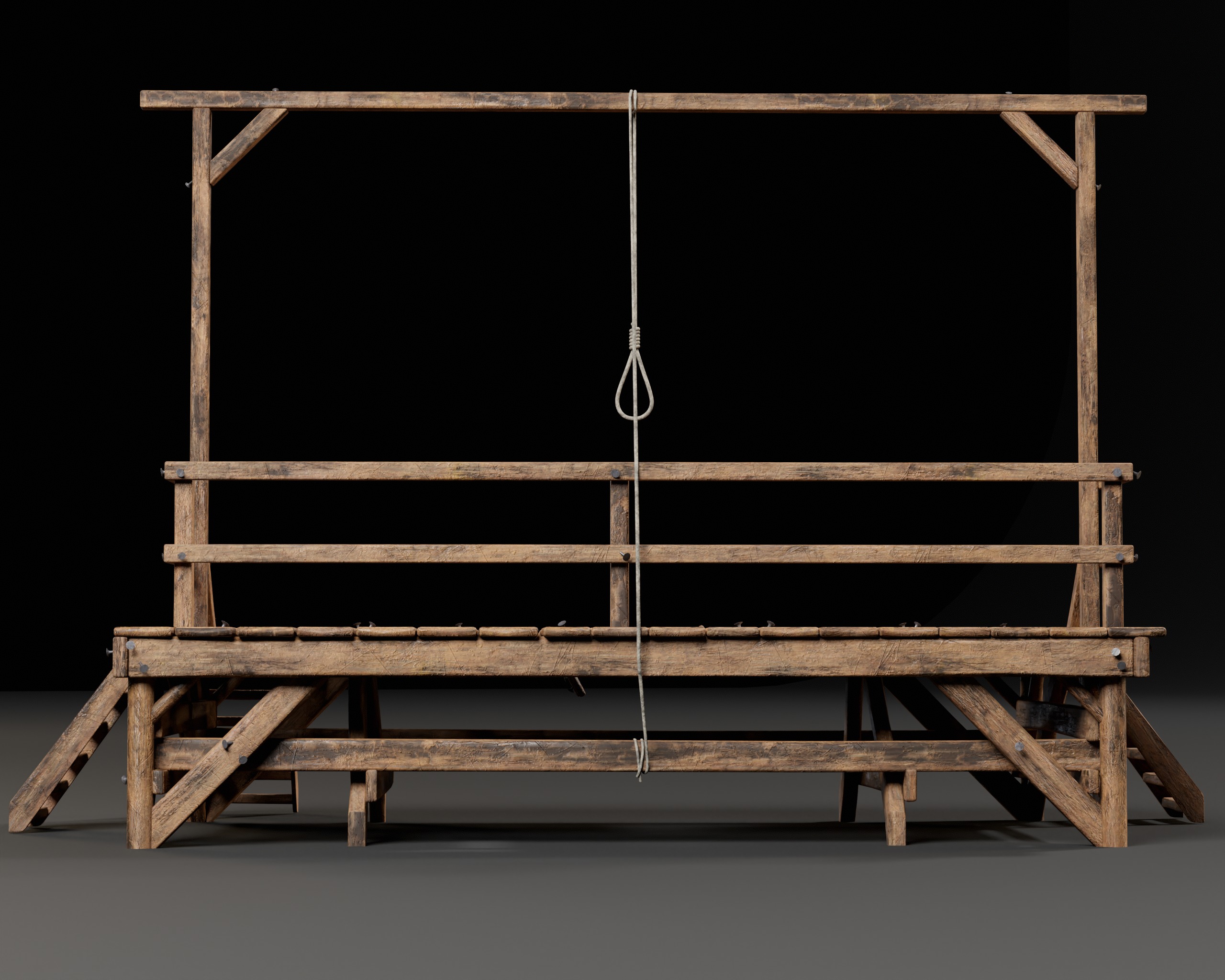 Medieval Gallow Low-poly 3D model_12