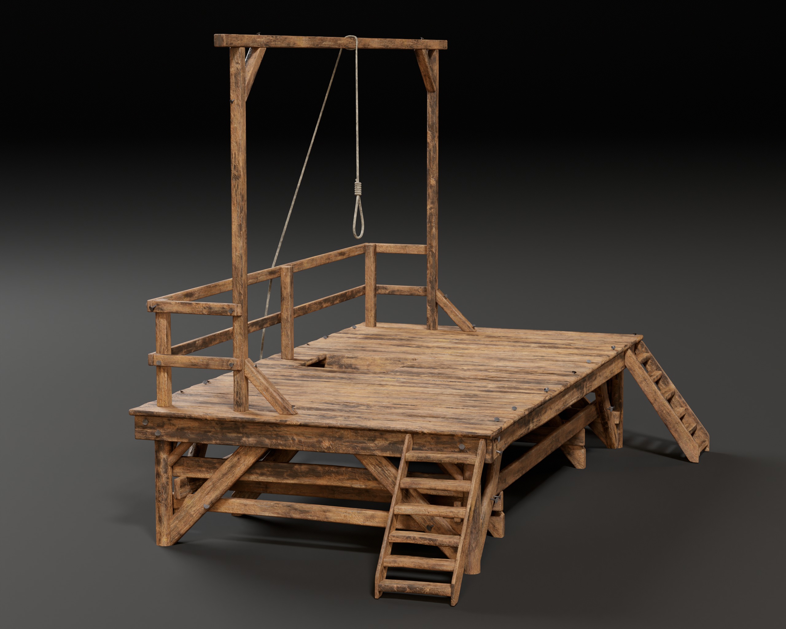 Medieval Gallow Low-poly 3D model_8