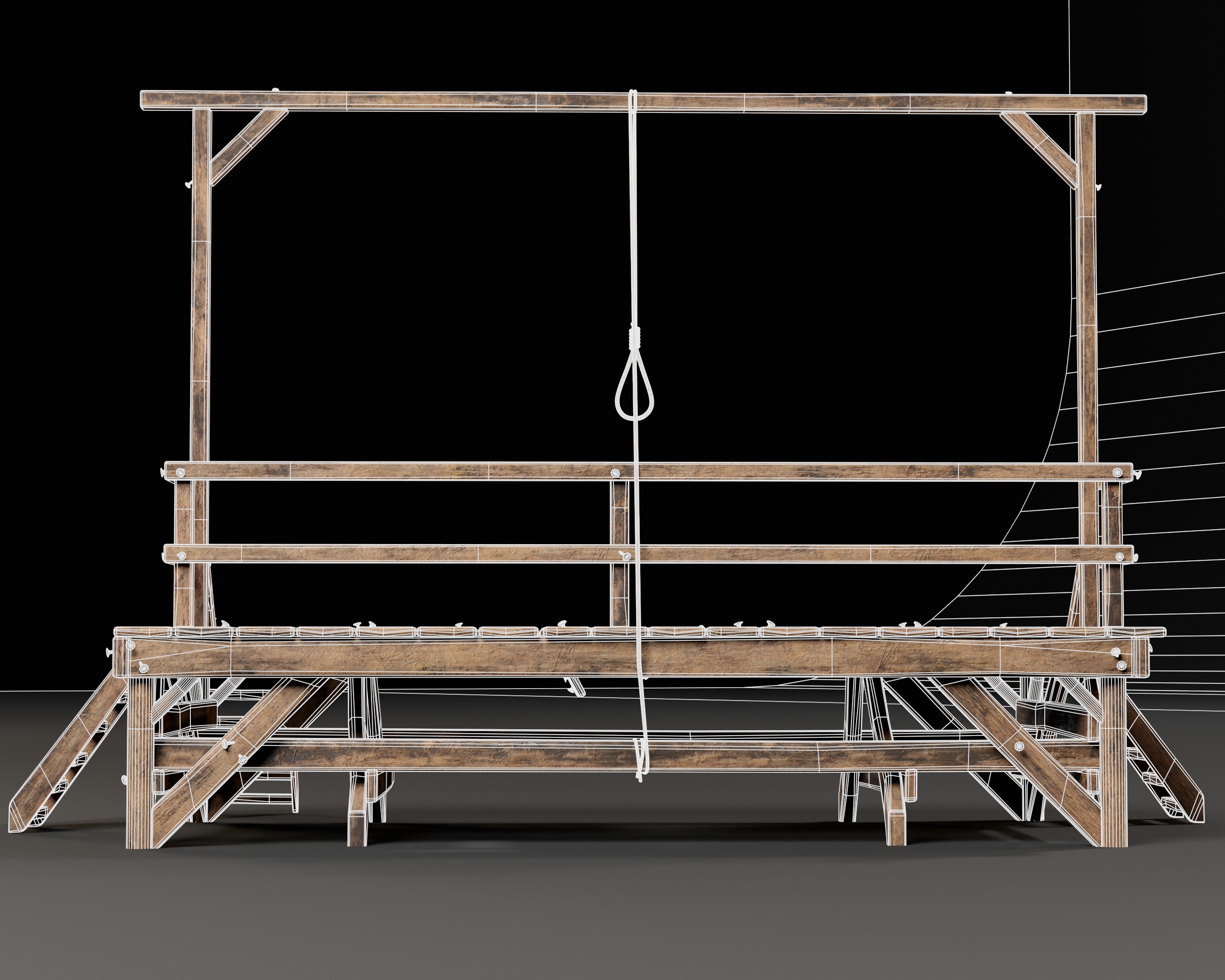 Medieval Gallow Low-poly 3D model_13