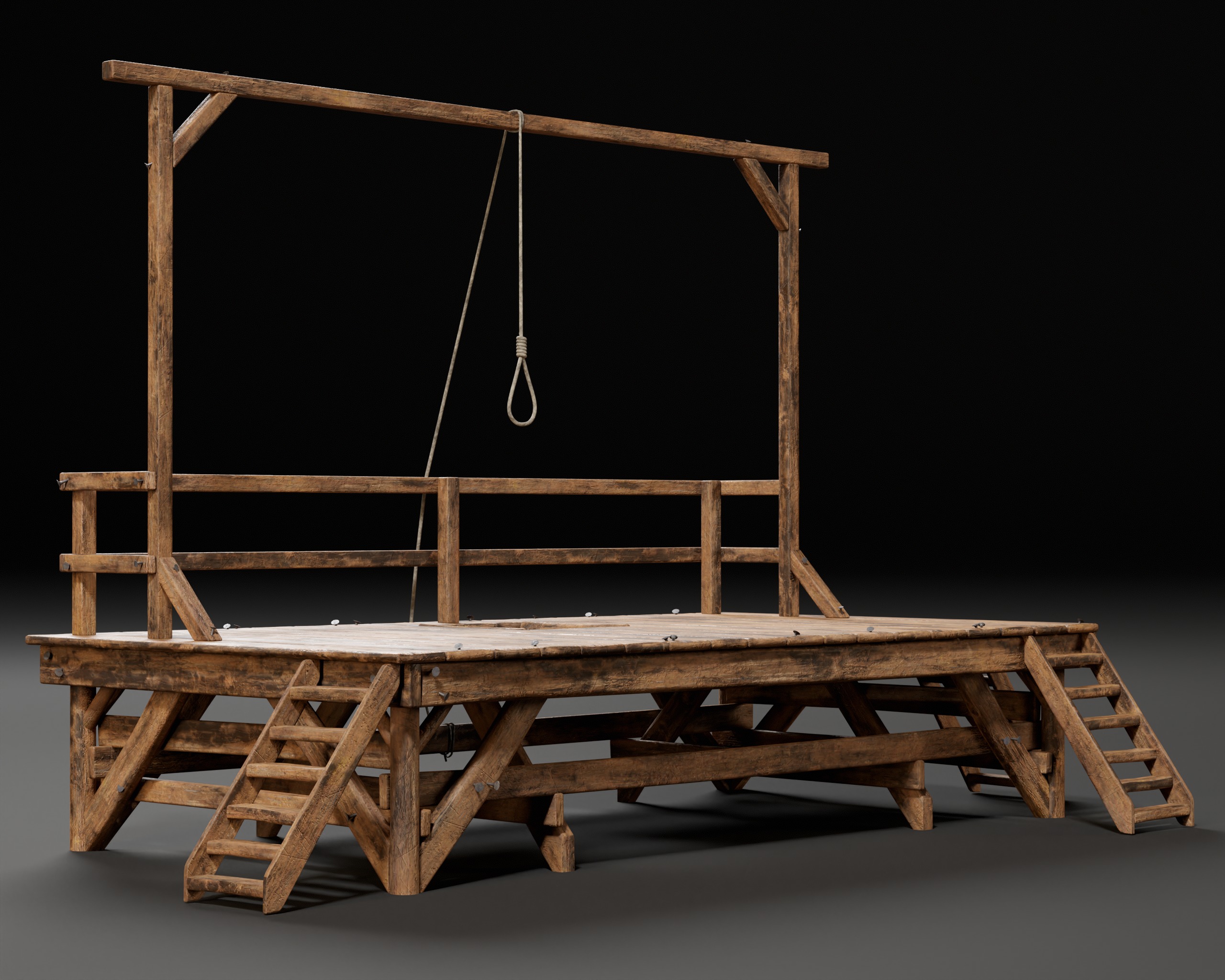 Medieval Gallow Low-poly 3D model_6