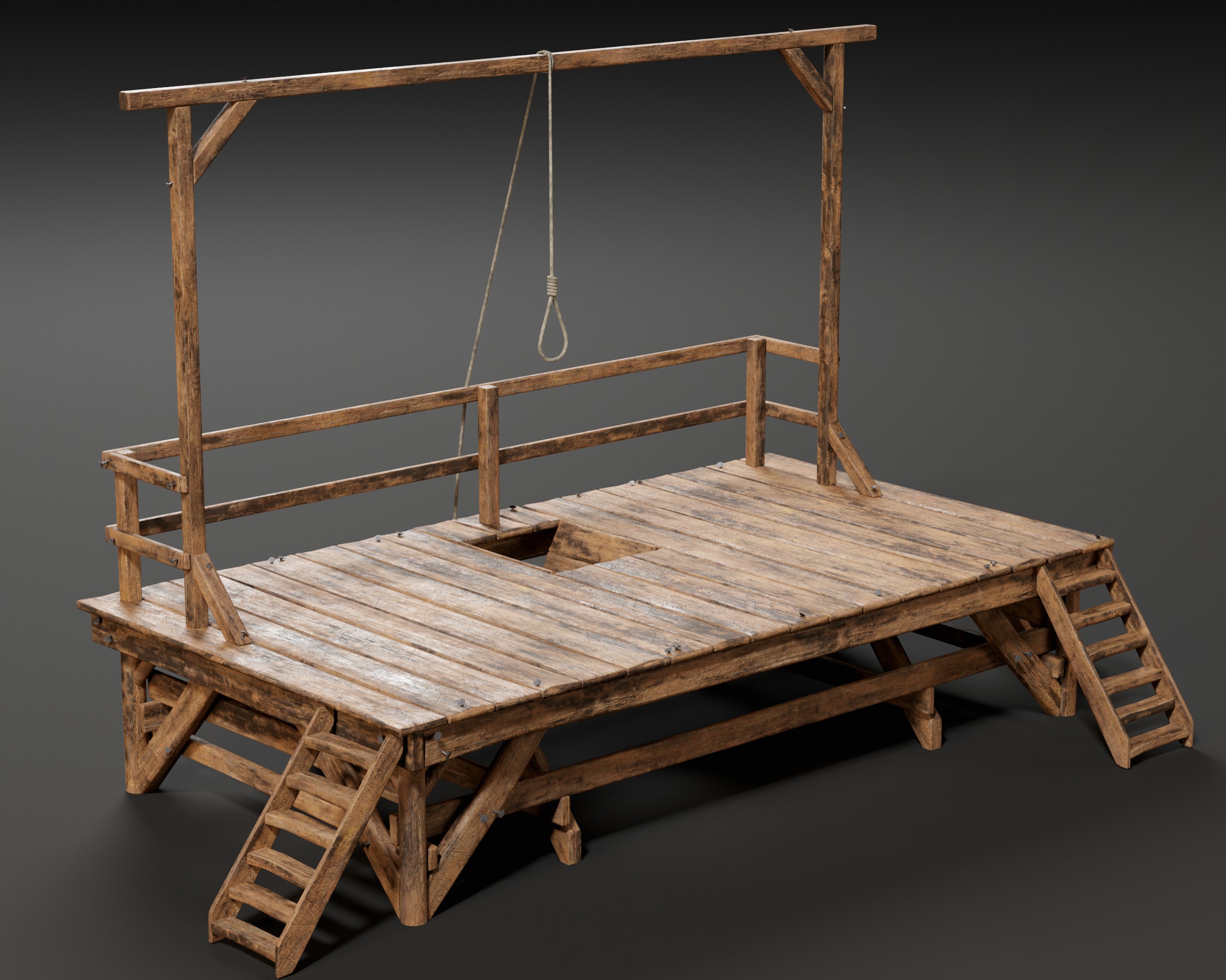 Medieval Gallow Low-poly 3D model_4
