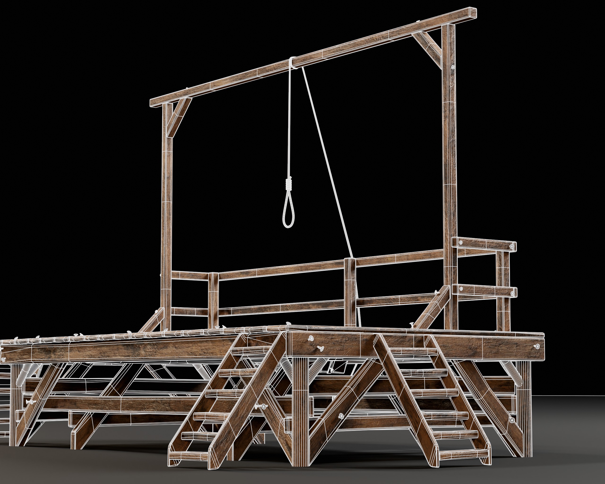 Medieval Gallow Low-poly 3D model_17