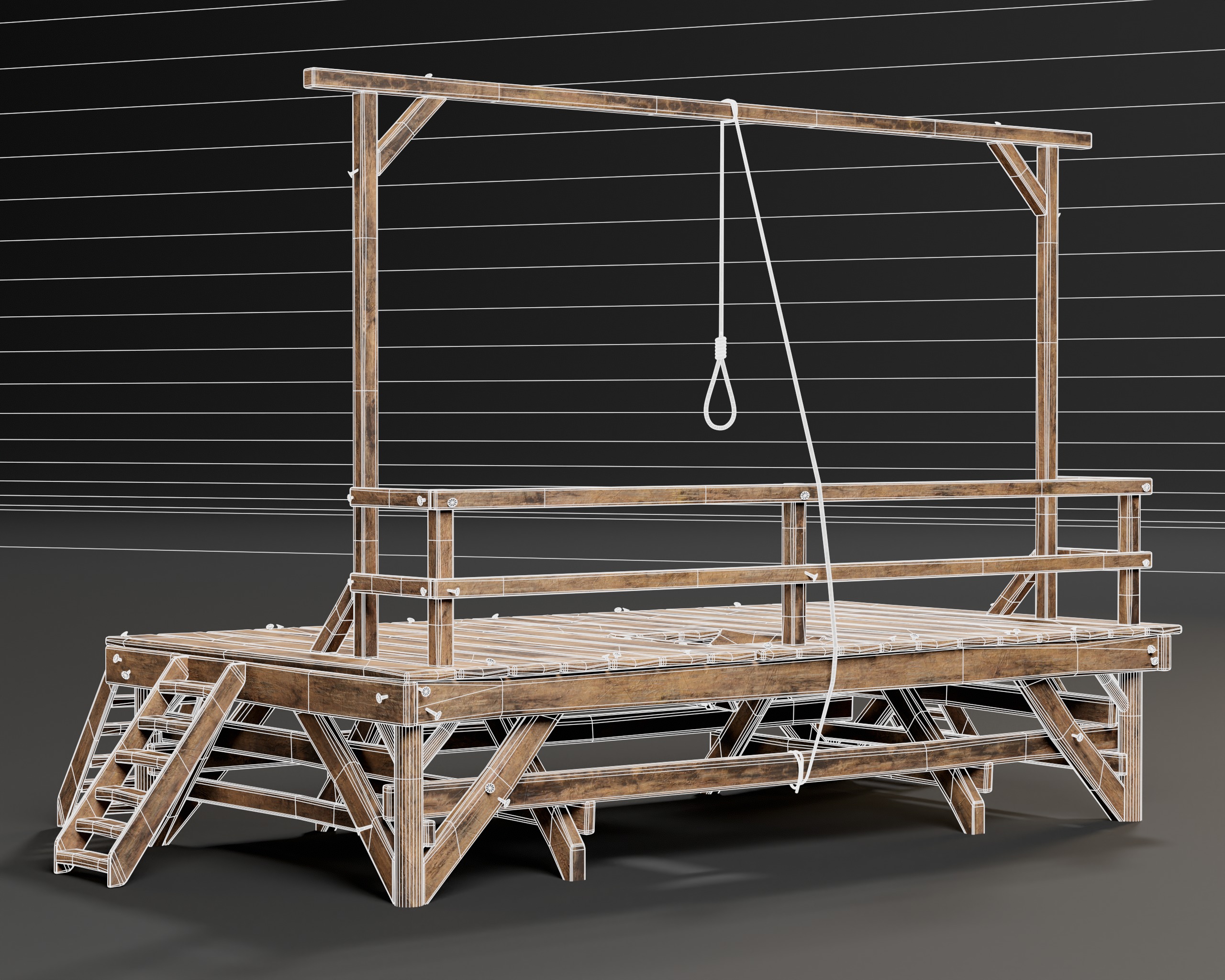 Medieval Gallow Low-poly 3D model_15