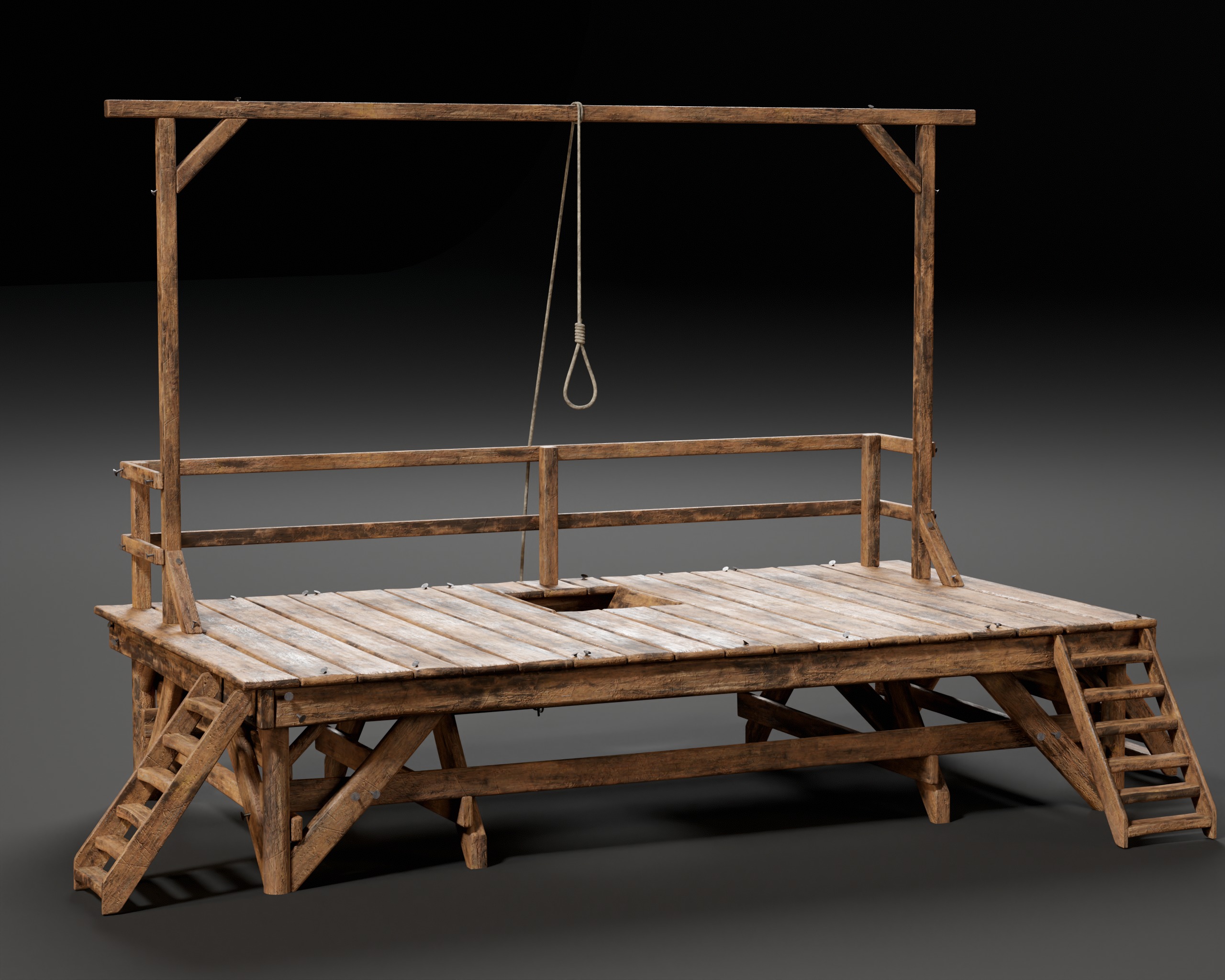 Medieval Gallow Low-poly 3D model_2