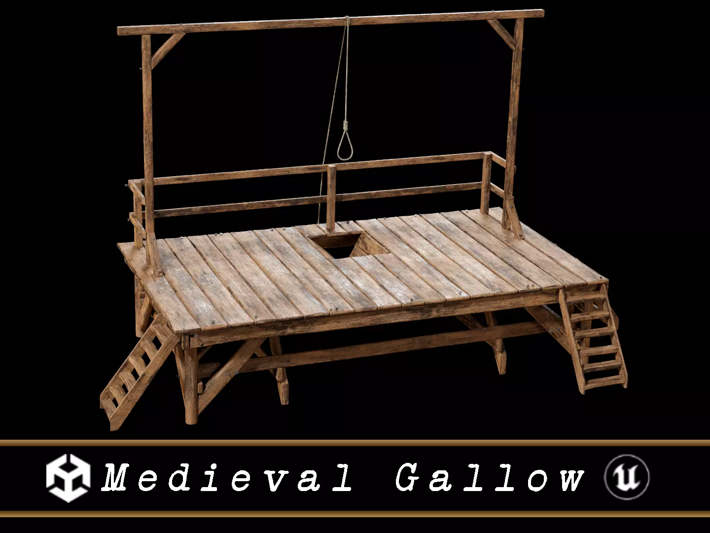 Medieval Gallow Low-poly 3D model_0