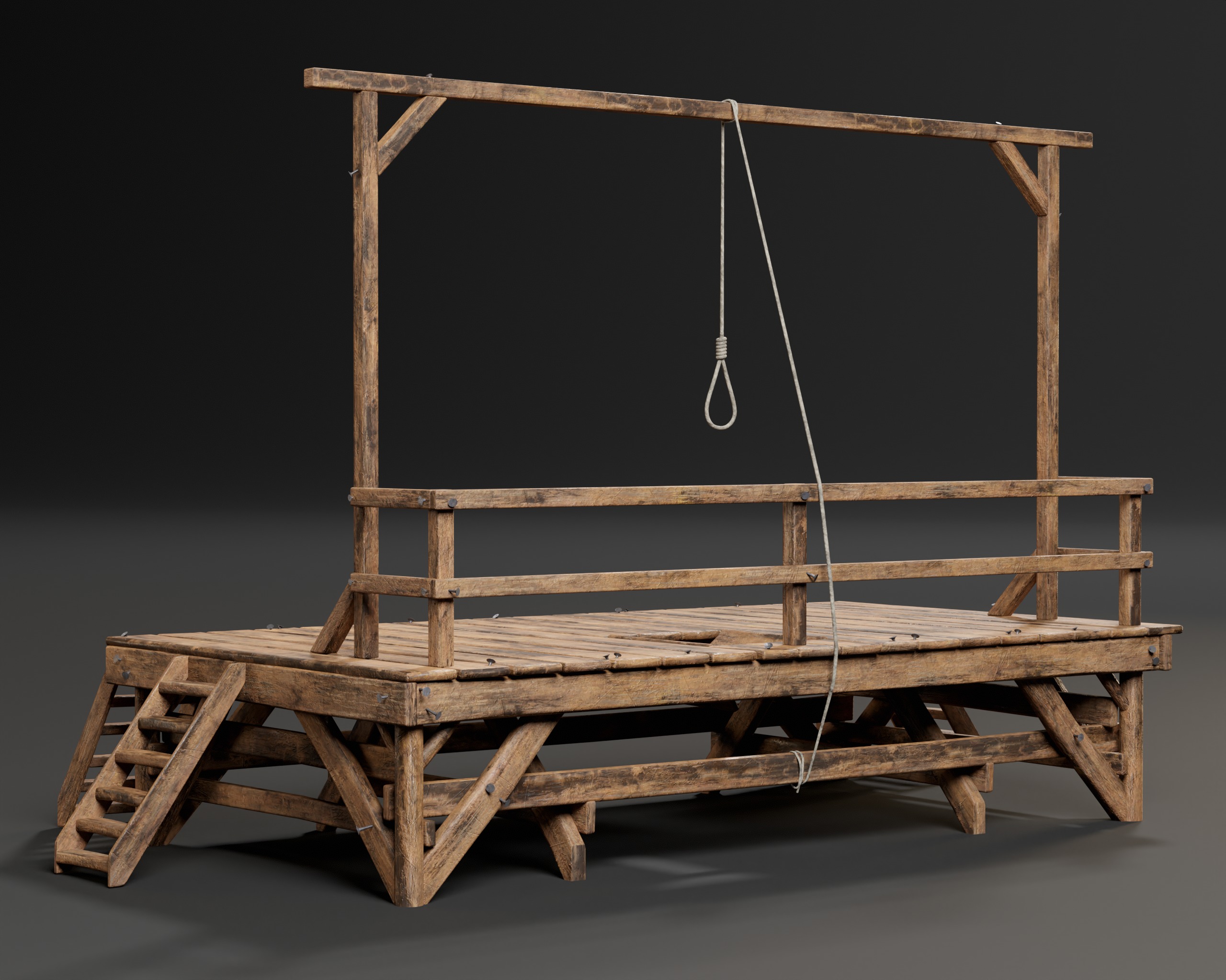 Medieval Gallow Low-poly 3D model_14