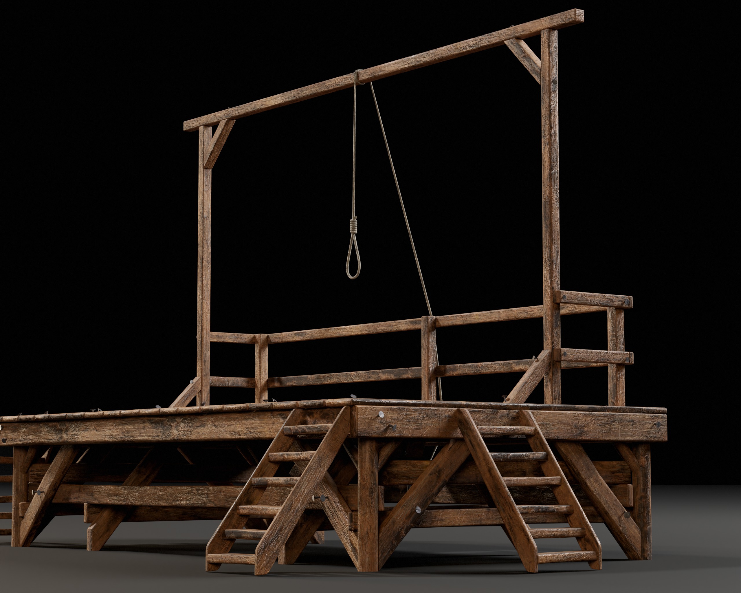 Medieval Gallow Low-poly 3D model_16