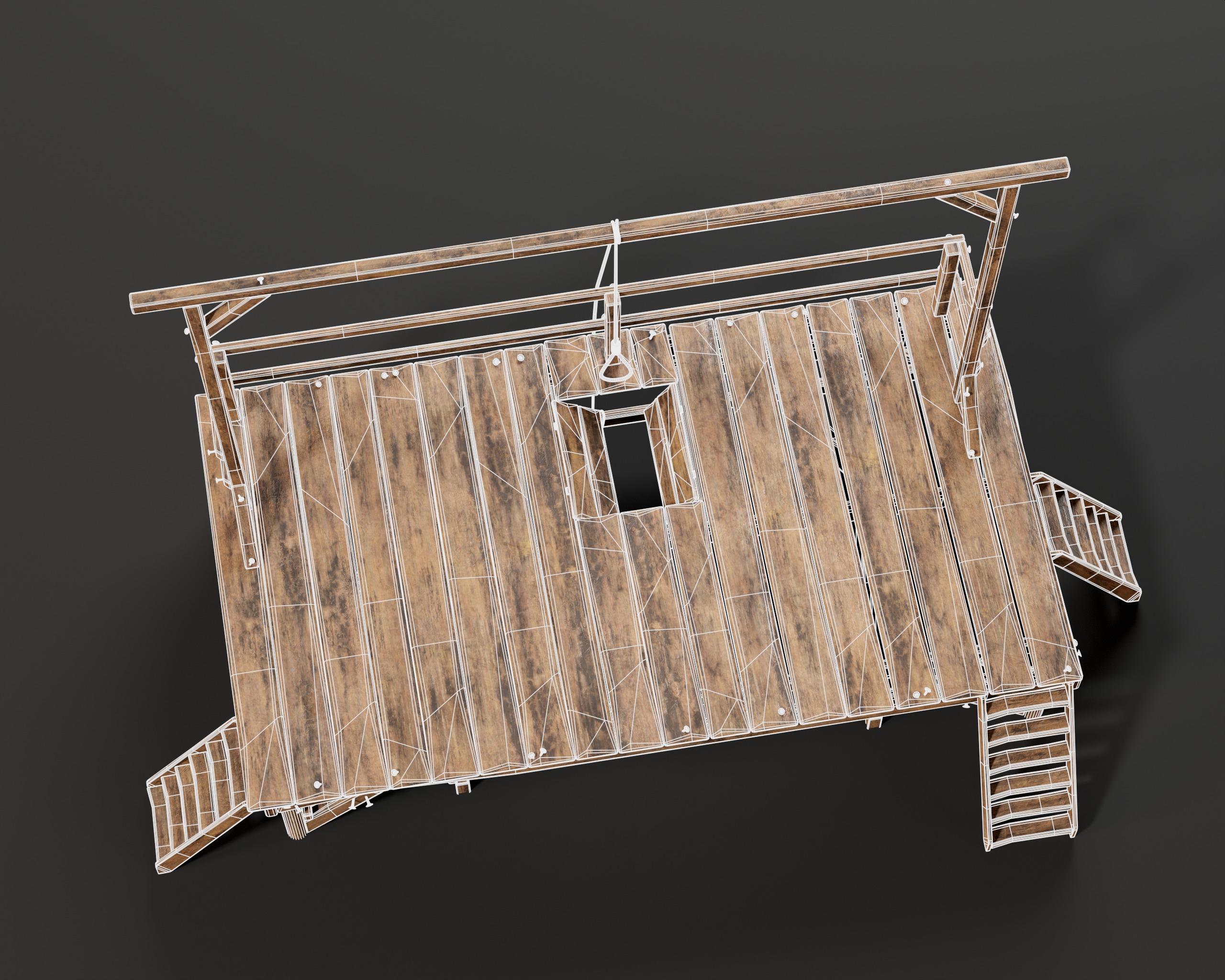 Medieval Gallow Low-poly 3D model_19