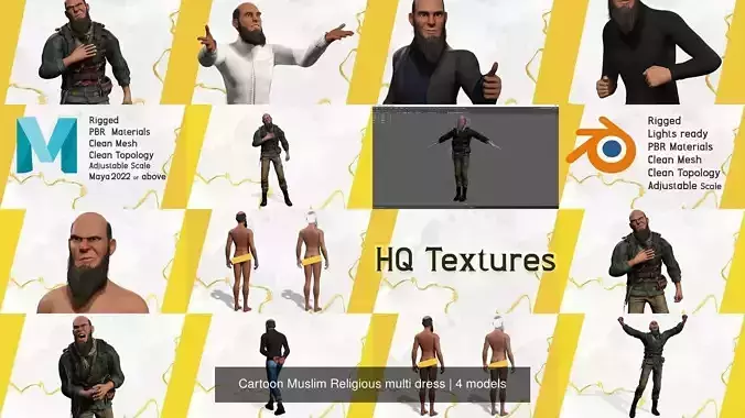 Cartoon Muslim Religious multi dress