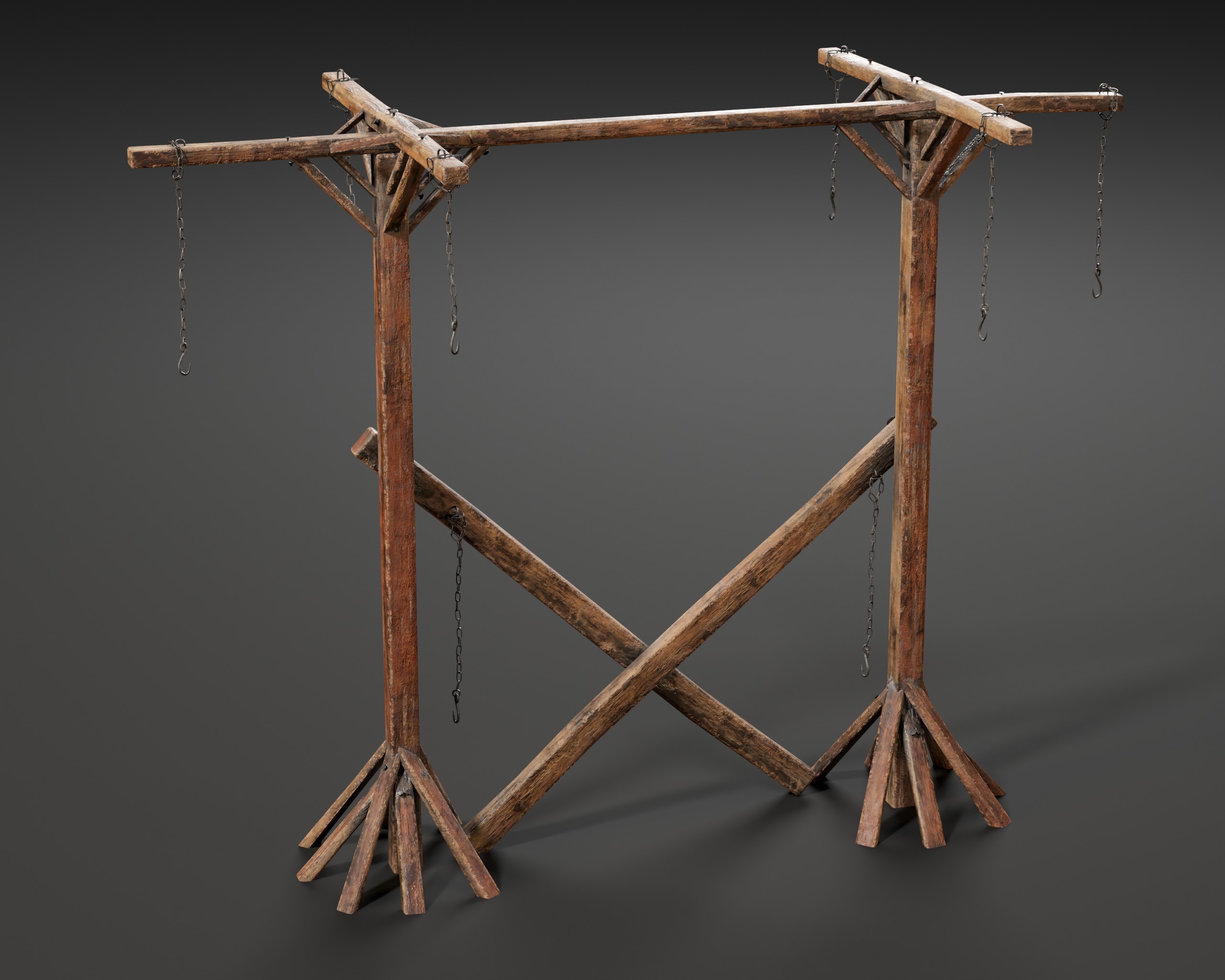 Medieval Gallow Pole Low-poly 3D model_2