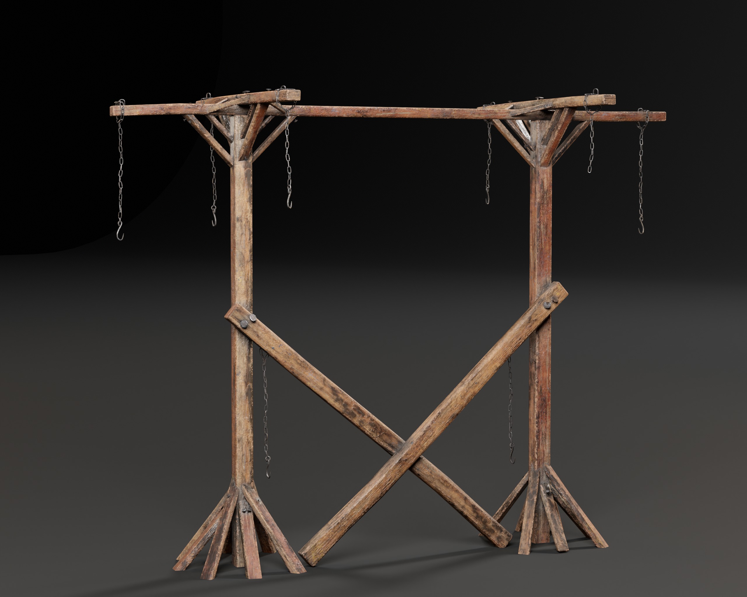 Medieval Gallow Pole Low-poly 3D model_14