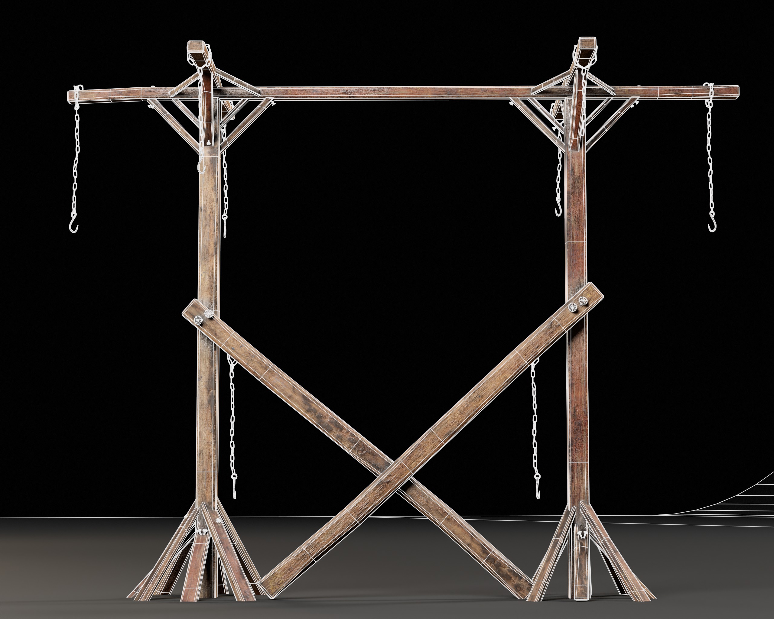 Medieval Gallow Pole Low-poly 3D model_17