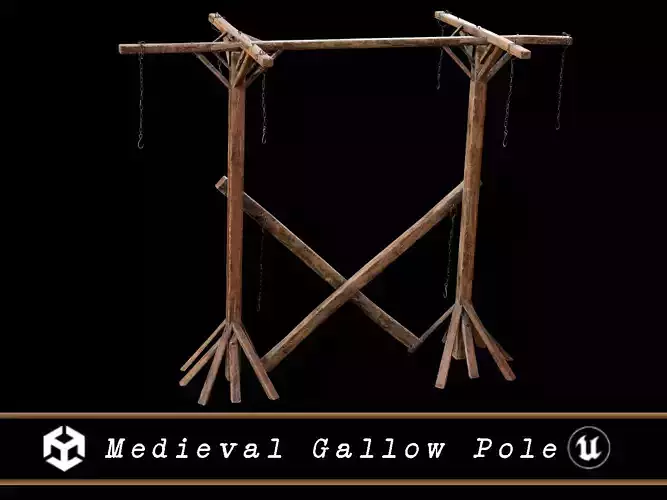 Medieval Gallow Pole Low-poly 3D model