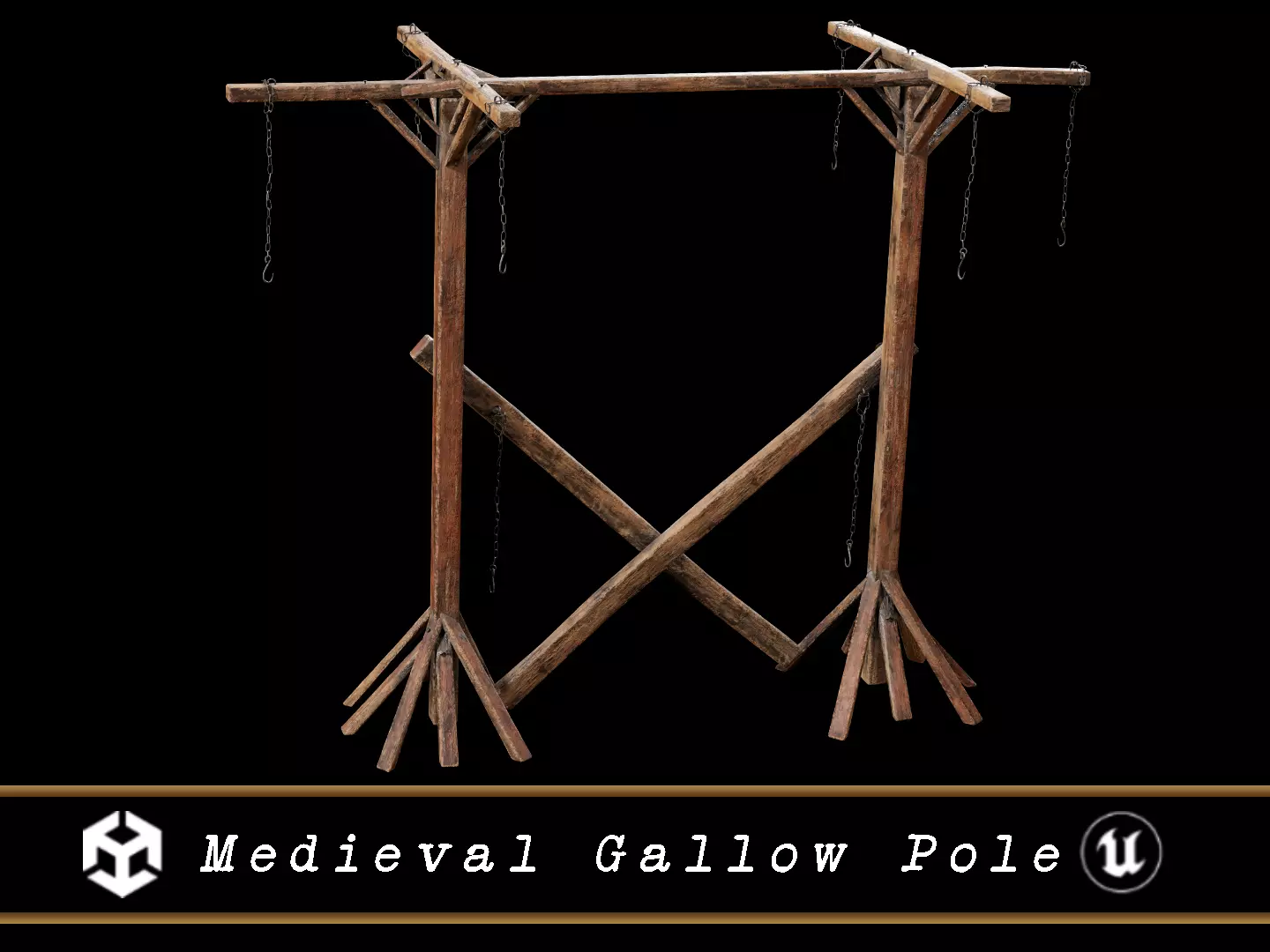 Medieval Gallow Pole Low-poly 3D model_0