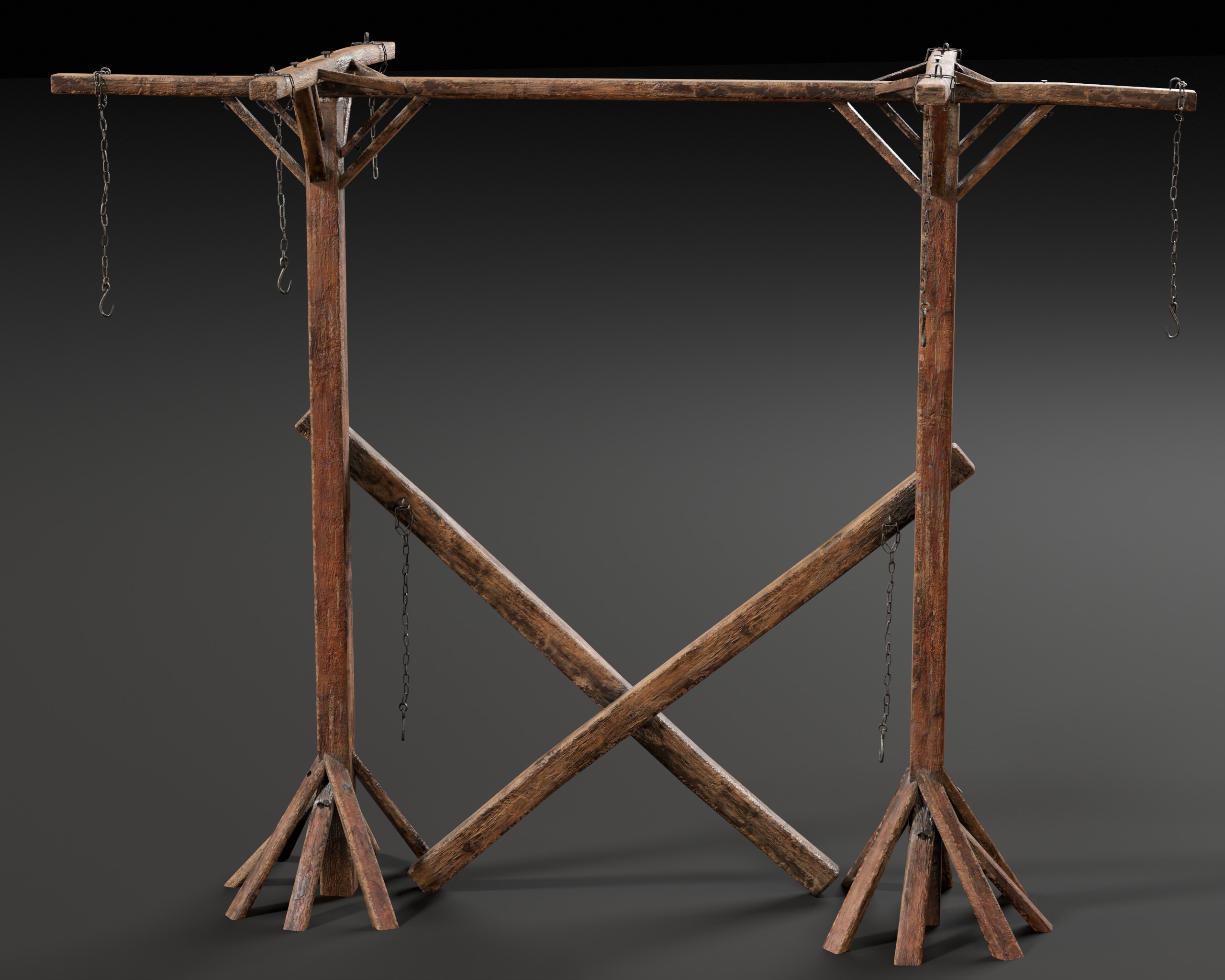 Medieval Gallow Pole Low-poly 3D model_6
