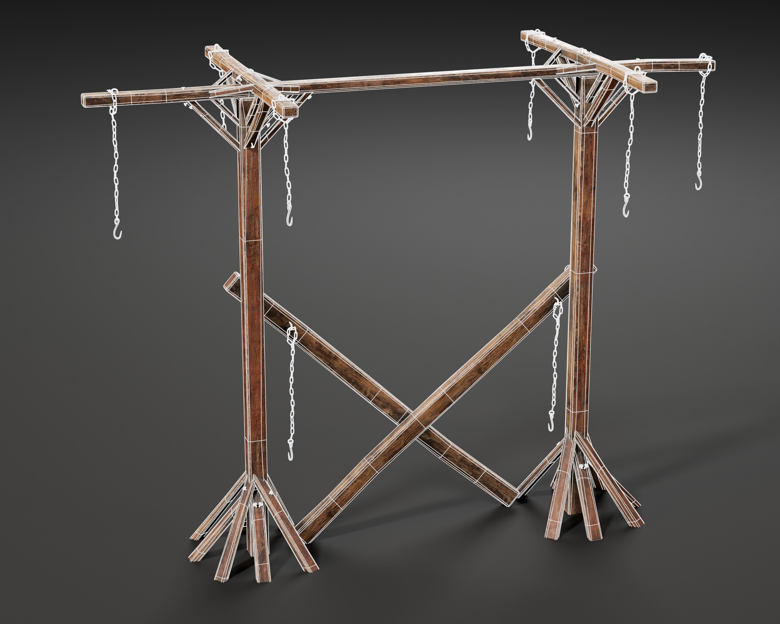 Medieval Gallow Pole Low-poly 3D model_3