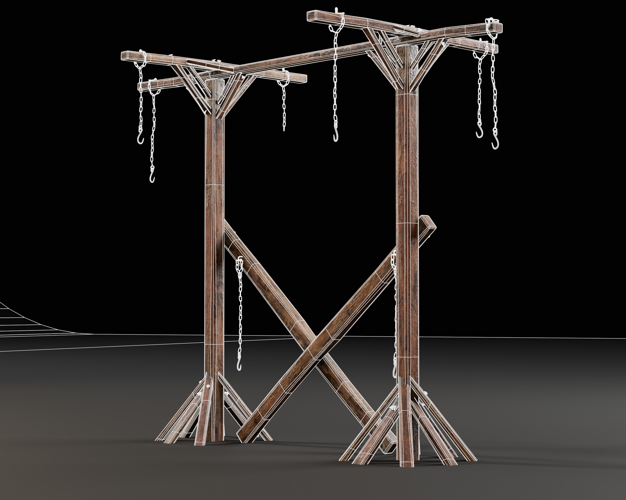 Medieval Gallow Pole Low-poly 3D model_9