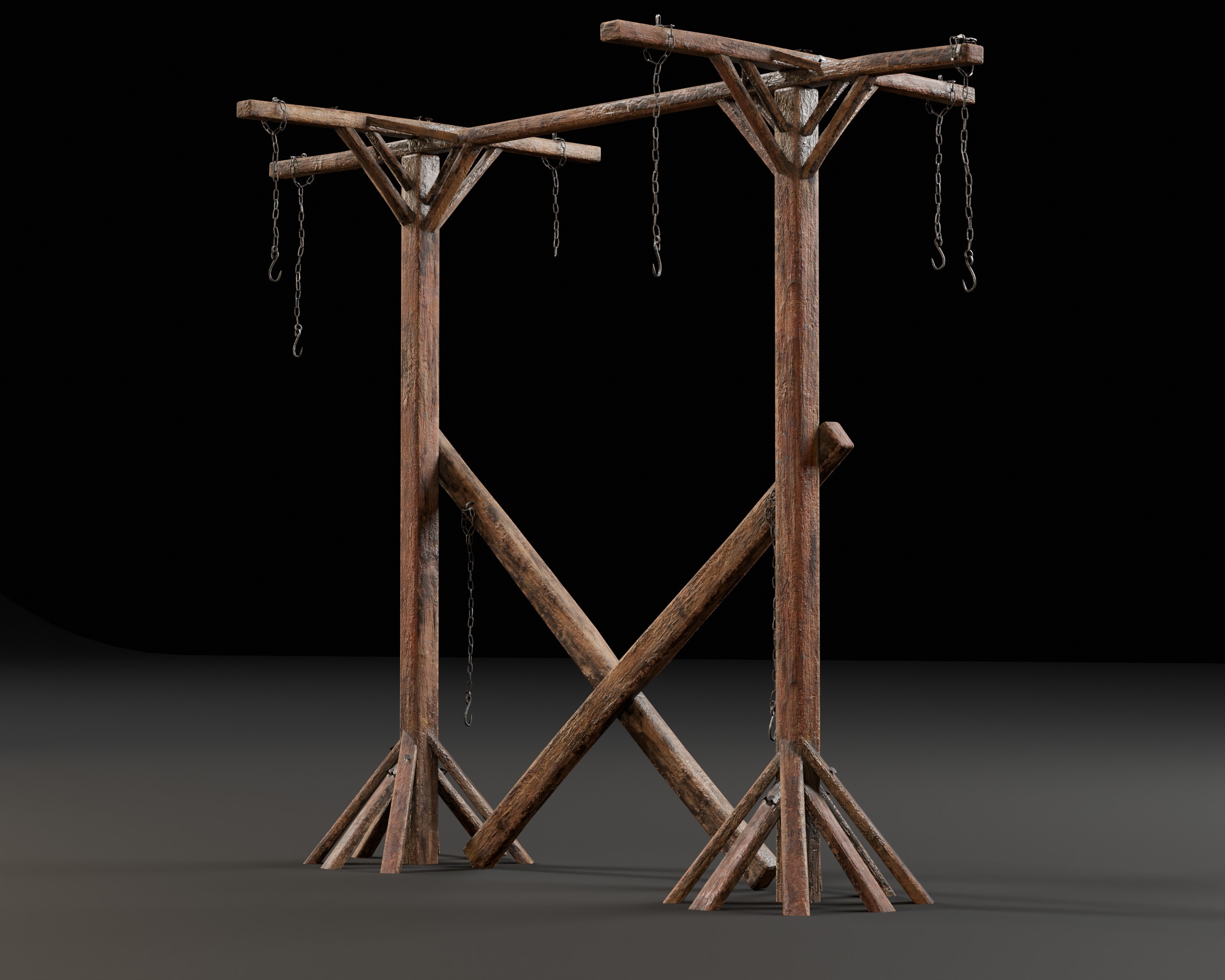Medieval Gallow Pole Low-poly 3D model_8
