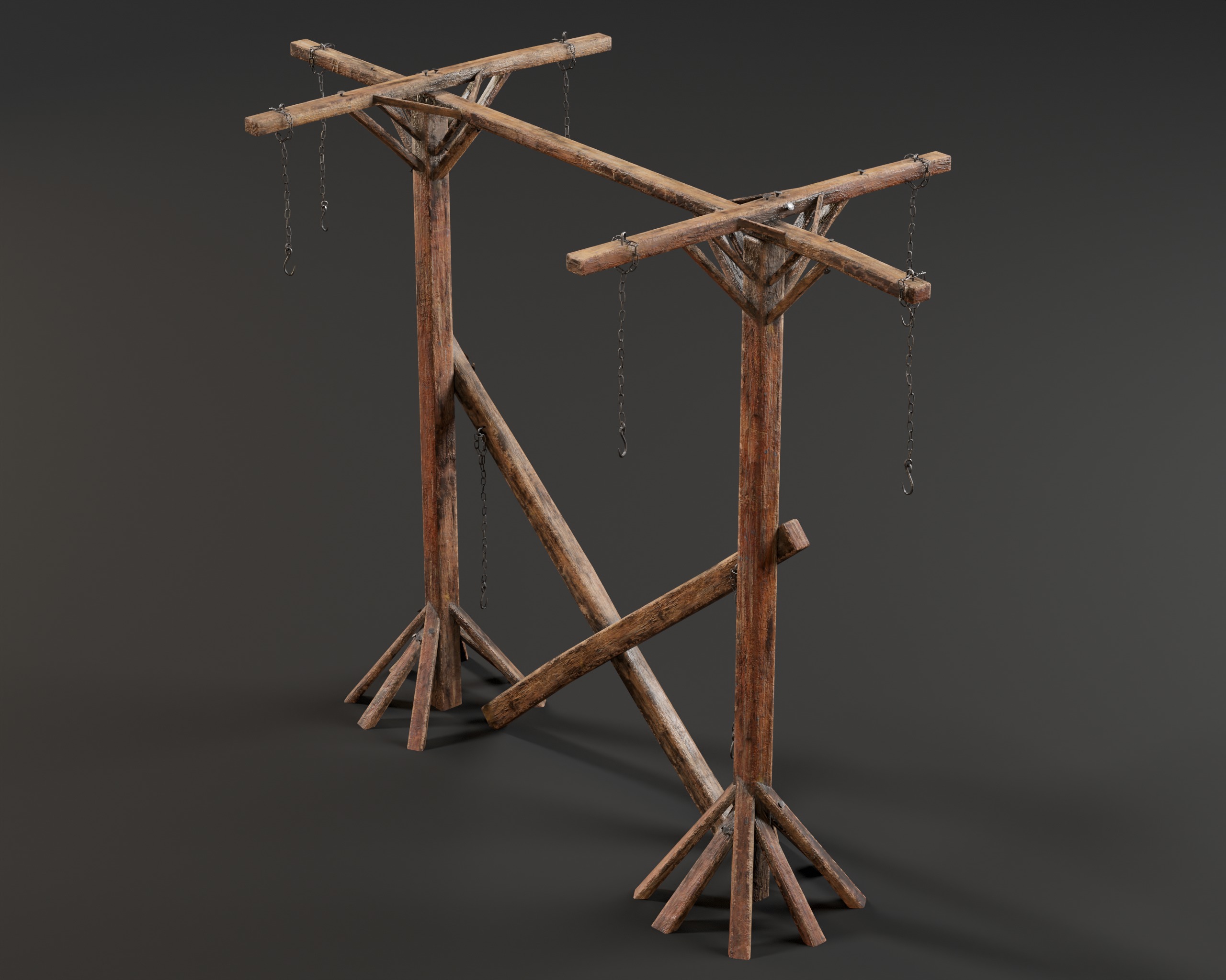 Medieval Gallow Pole Low-poly 3D model_10