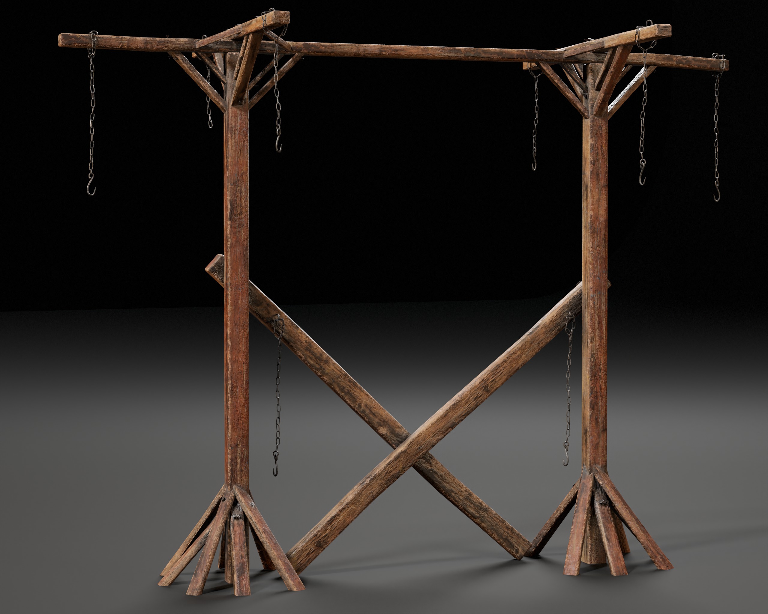 Medieval Gallow Pole Low-poly 3D model_4