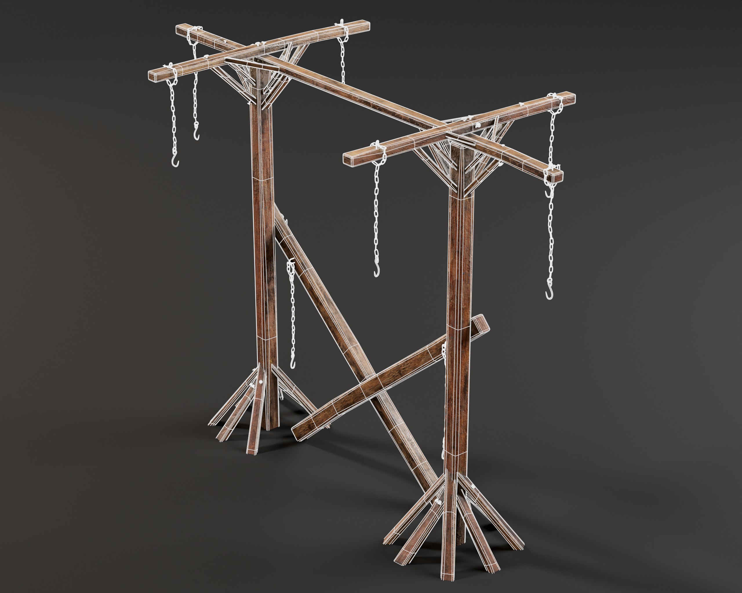 Medieval Gallow Pole Low-poly 3D model_11
