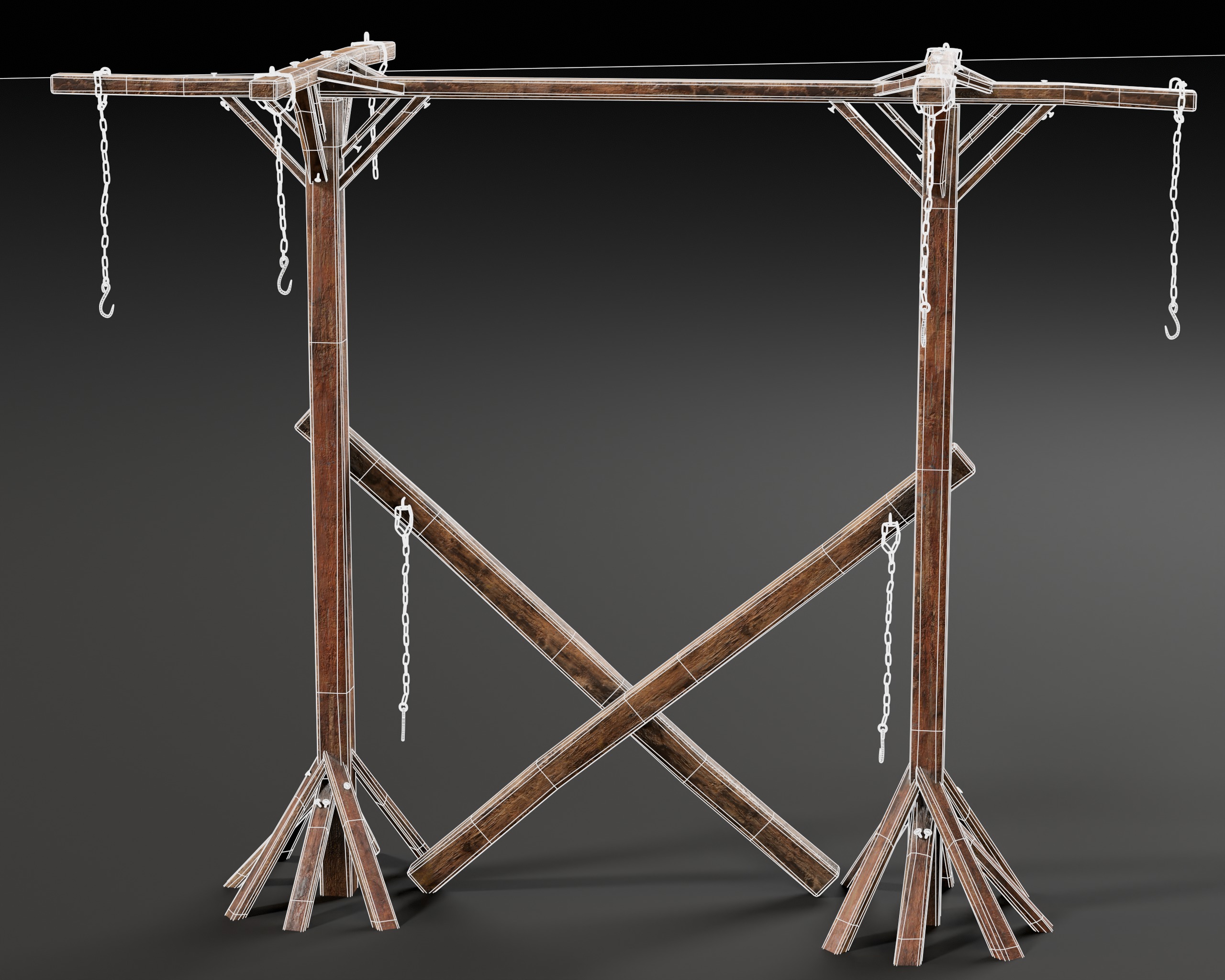 Medieval Gallow Pole Low-poly 3D model_7