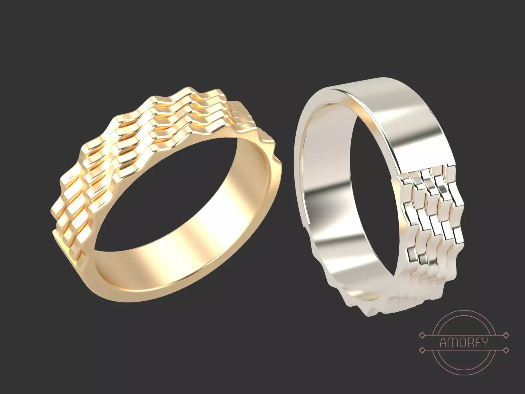 WAVY Ring Printable Stl Obj Stp Files for 3D Jewelry Print 3D print model