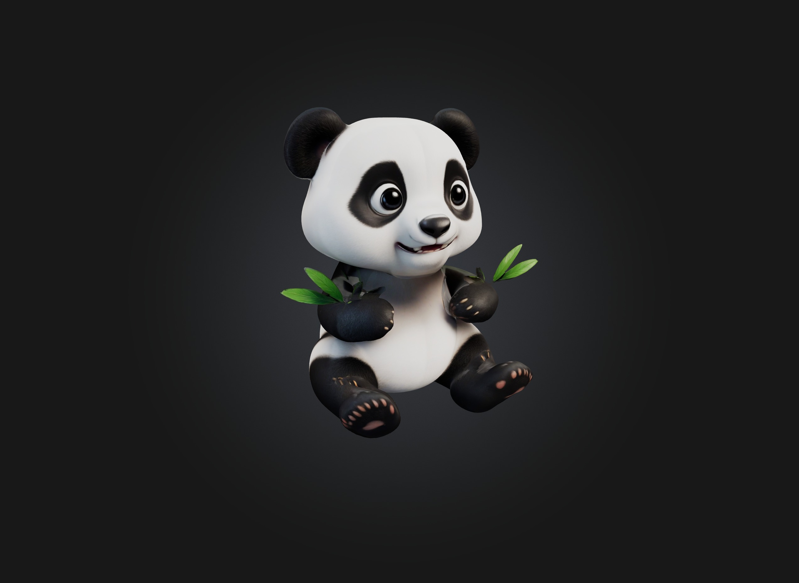 cute cartoon panda model 3D model_2