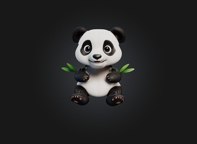 cute cartoon panda model 3D model