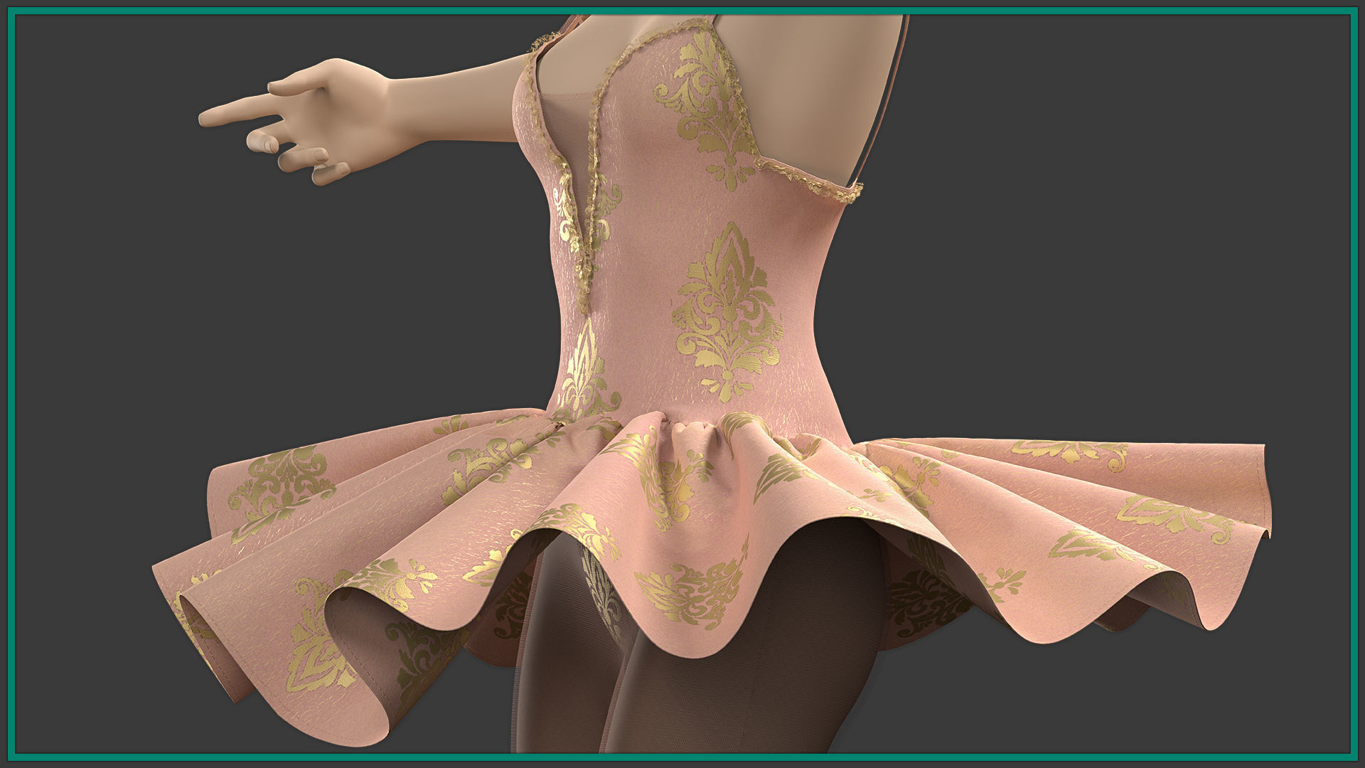 female ballerina outfit with texture and smart material 3D model_4