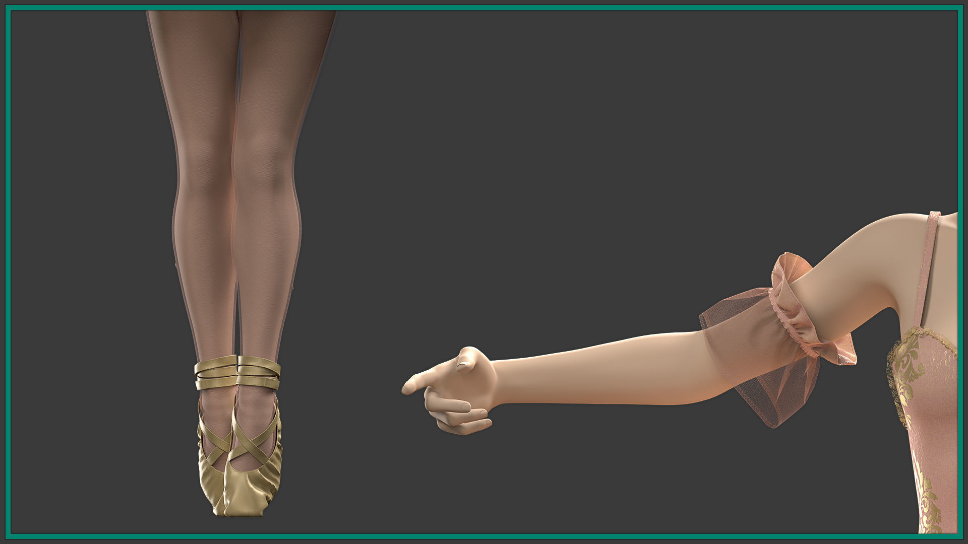 female ballerina outfit with texture and smart material 3D model_3