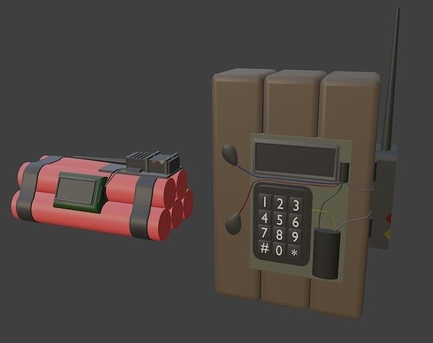 Dynamite and C4 Low-poly 3D model