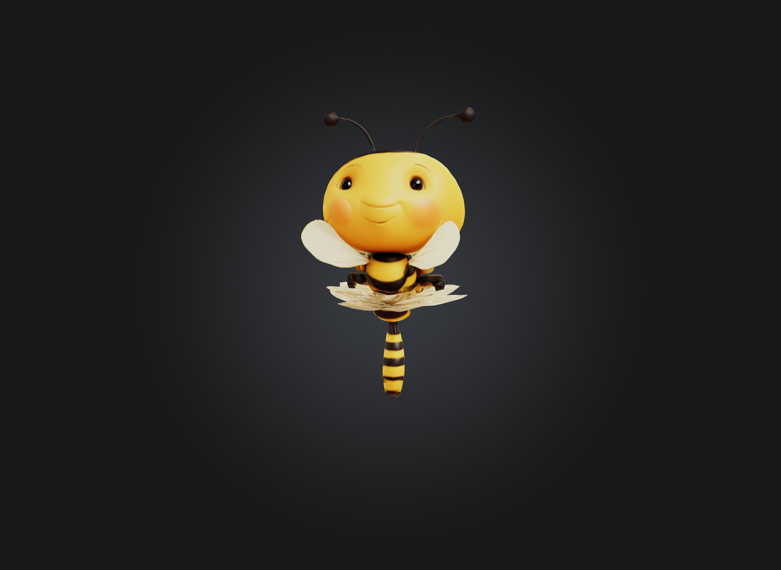 cute cartoon bee two sides model 3D model_5