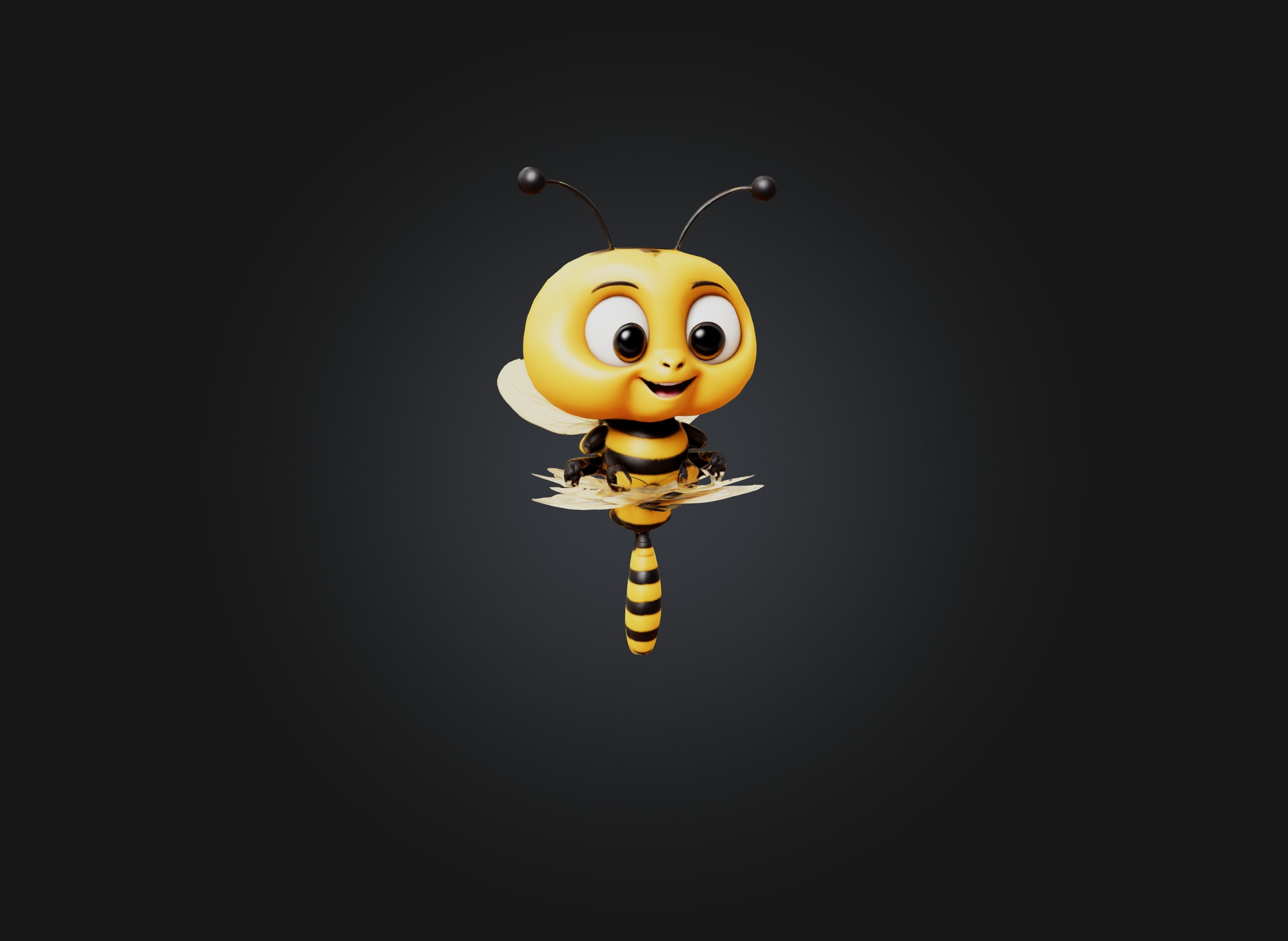 cute cartoon bee two sides model 3D model_2