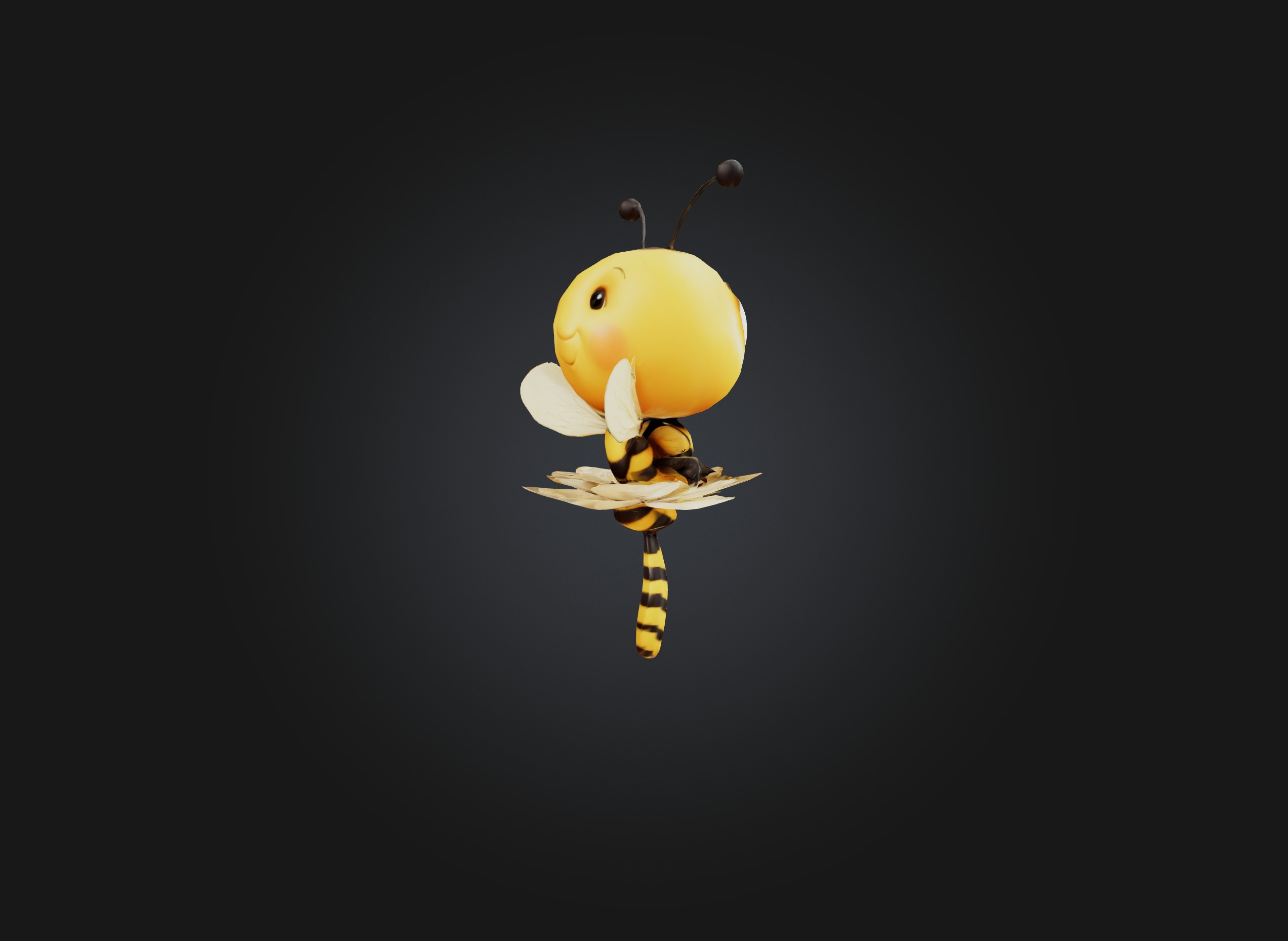 cute cartoon bee two sides model 3D model_4