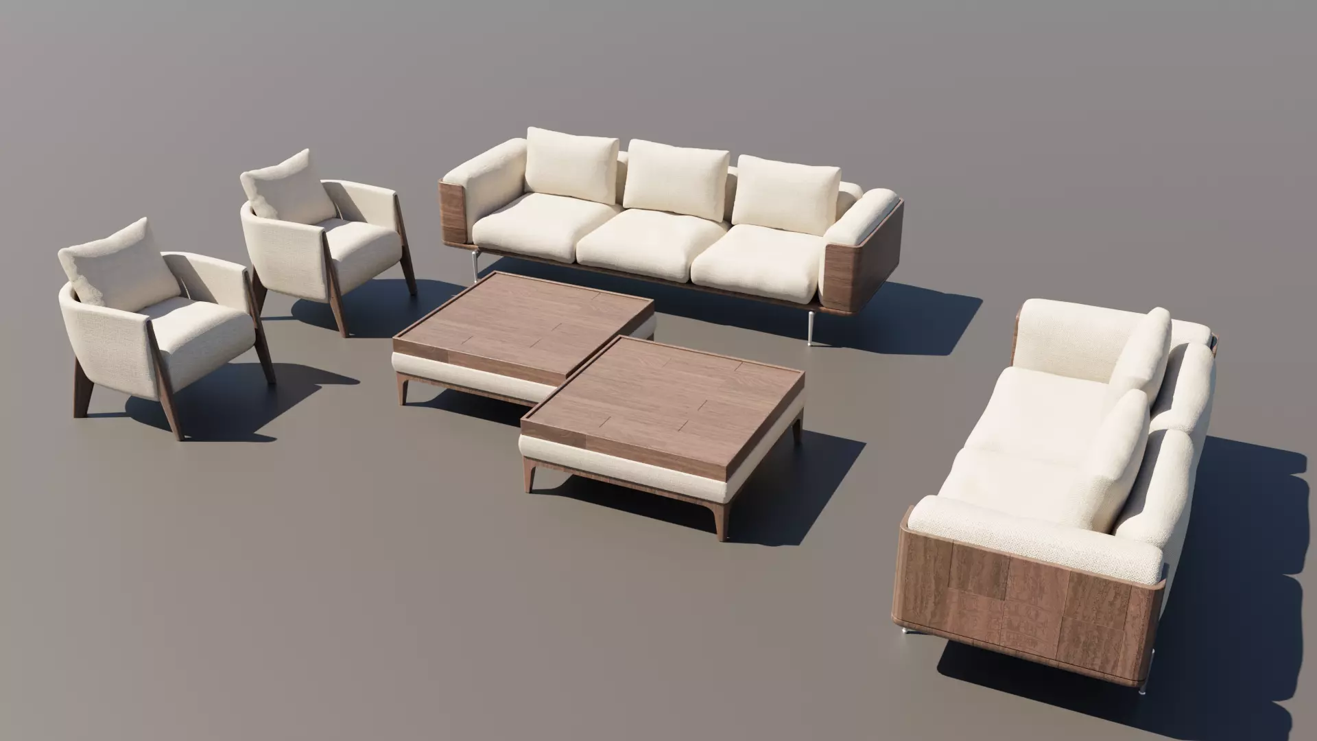 Modern Sofa Chair and Table Set 3D model_0