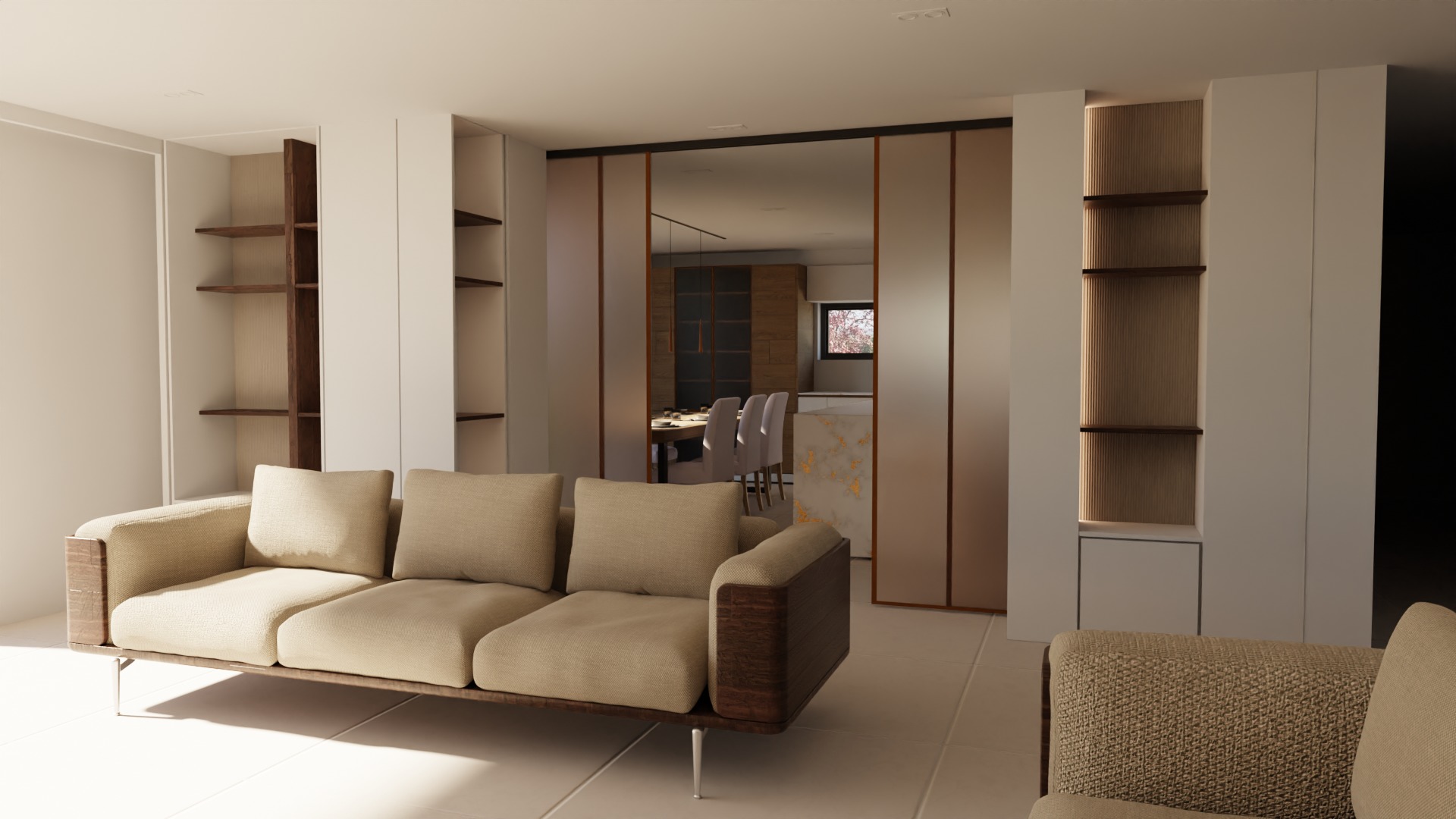 Modern Sofa Chair and Table Set 3D model_8