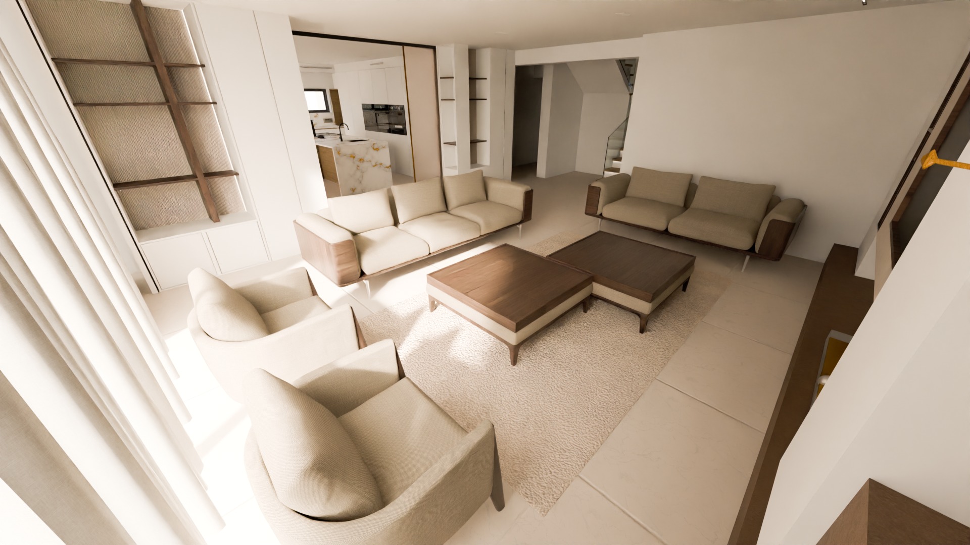 Modern Sofa Chair and Table Set 3D model_6