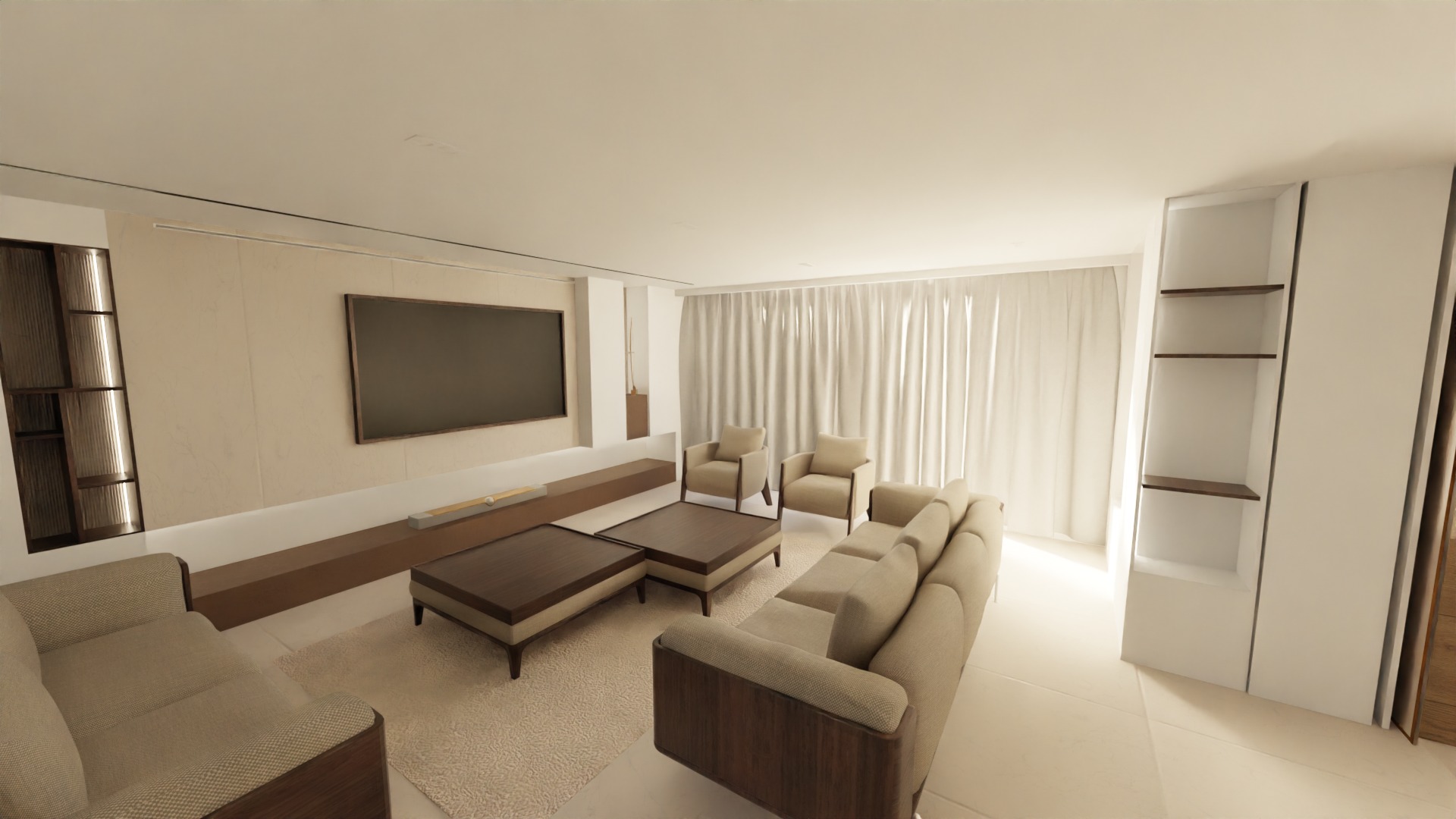 Modern Sofa Chair and Table Set 3D model_5