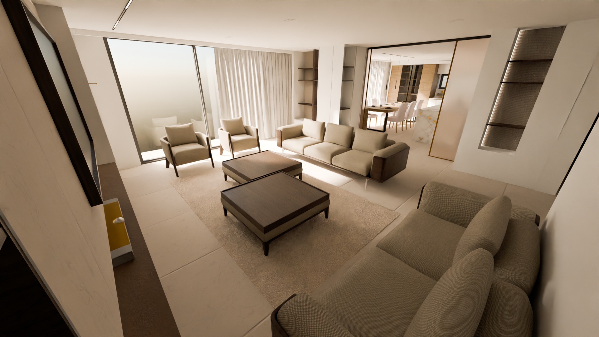 Modern Sofa Chair and Table Set 3D model_7